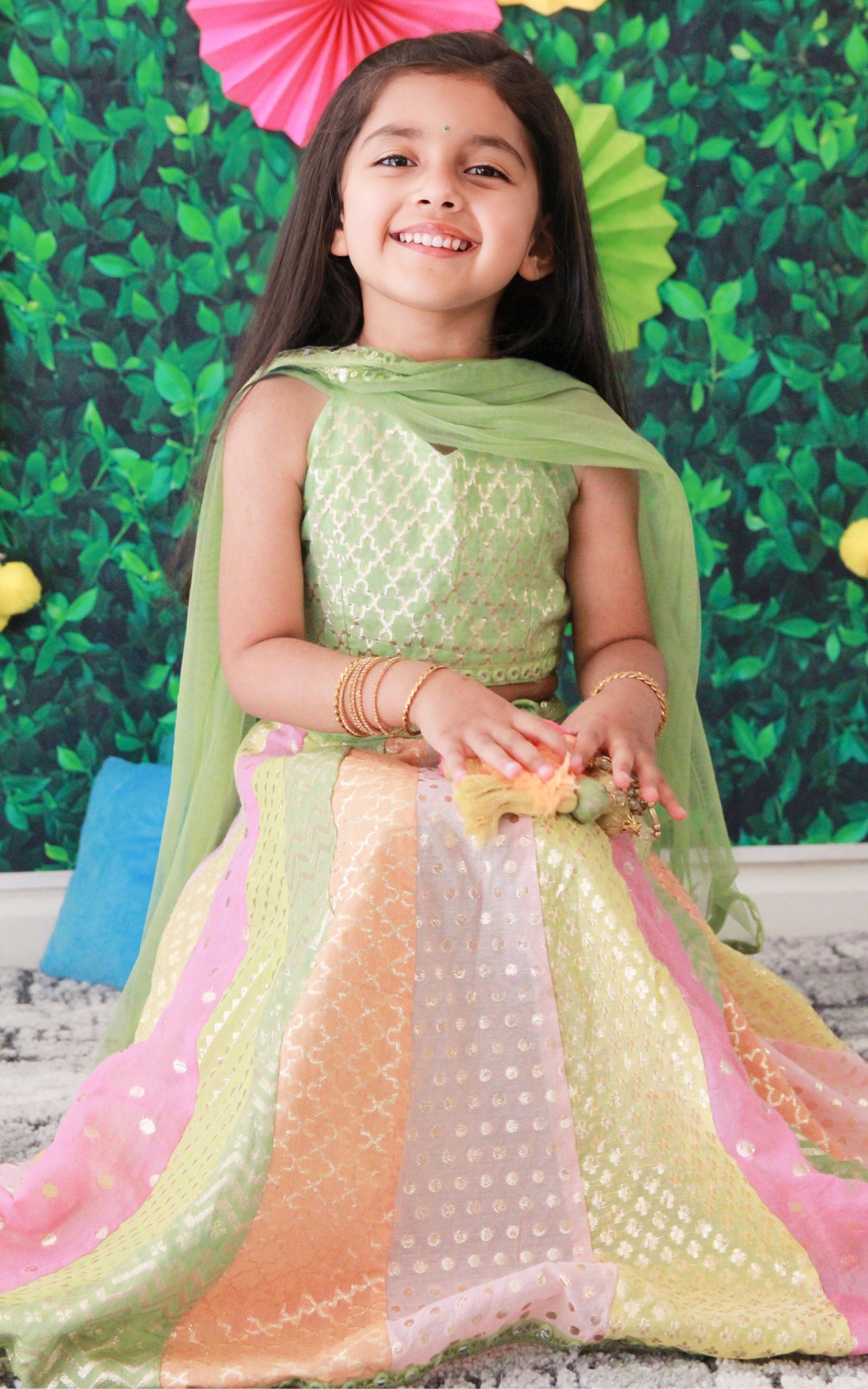 Buy Kids Wedding Designer Green Georgette Lehenga Choli - Aaradhna Online  at Best Price | Distacart