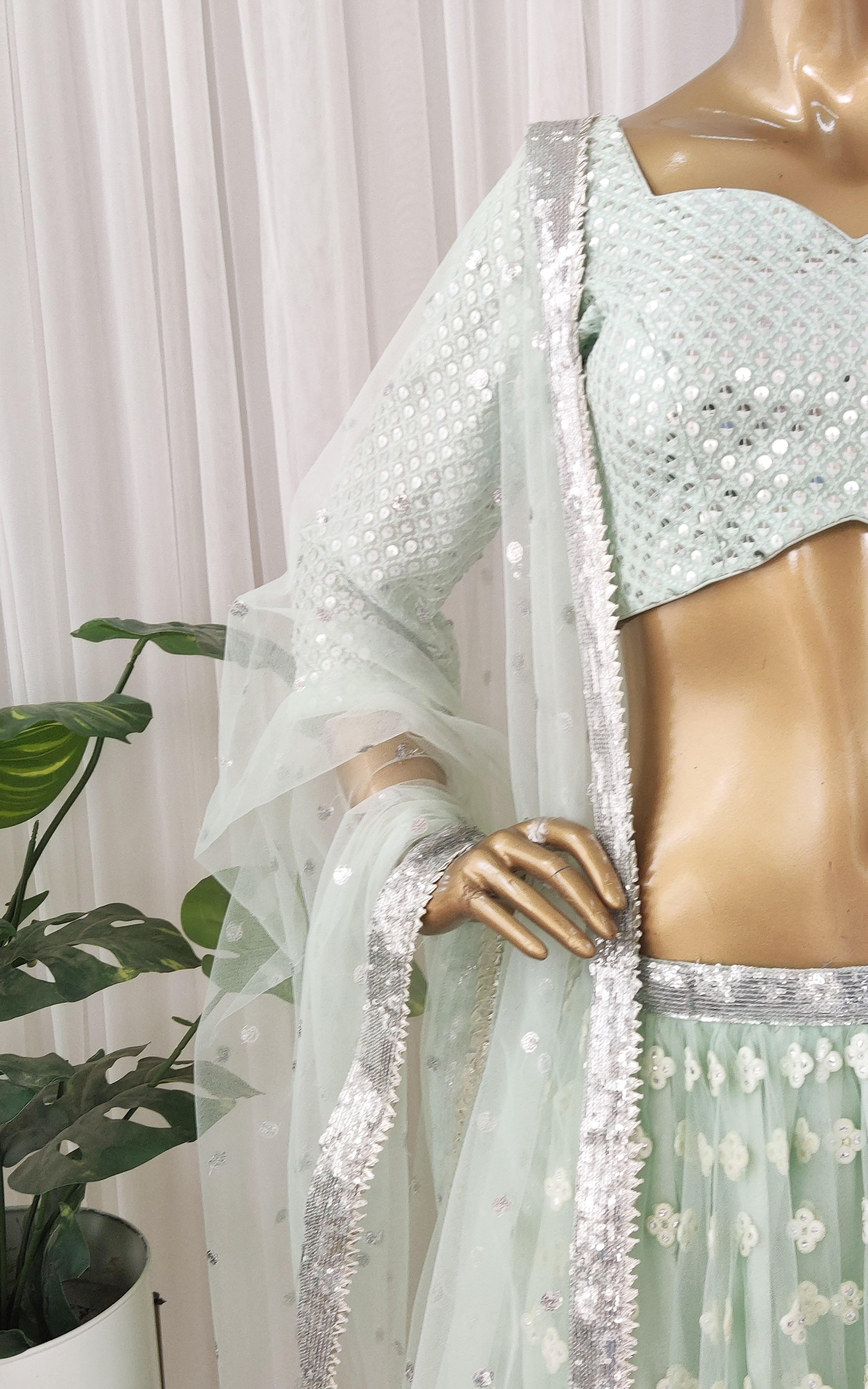 Wedding Wear Stitched Ladies Printed Green Lehenga Choli, 2m at Rs 1200 in  Surat
