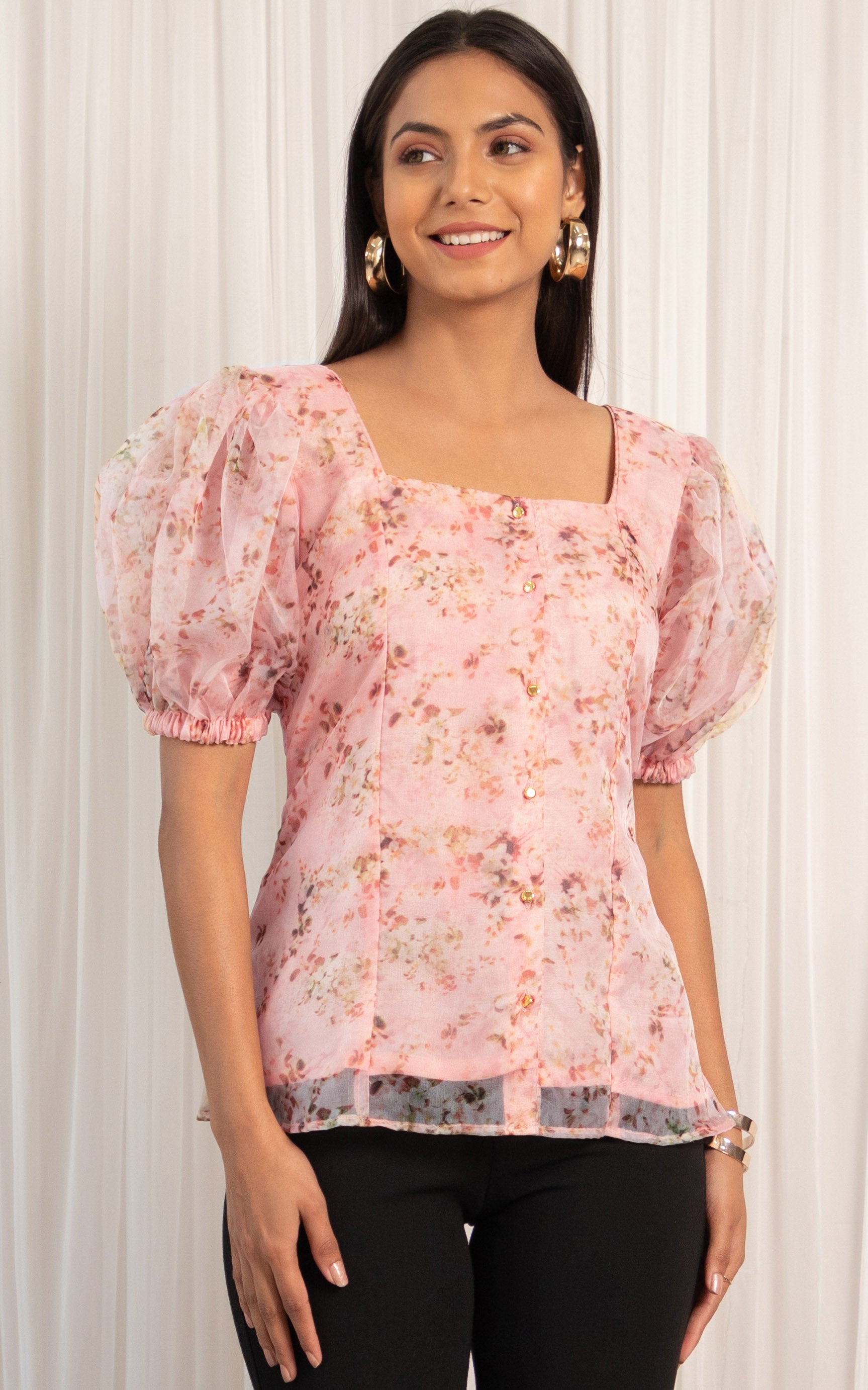 Pastel Pink Organza Top