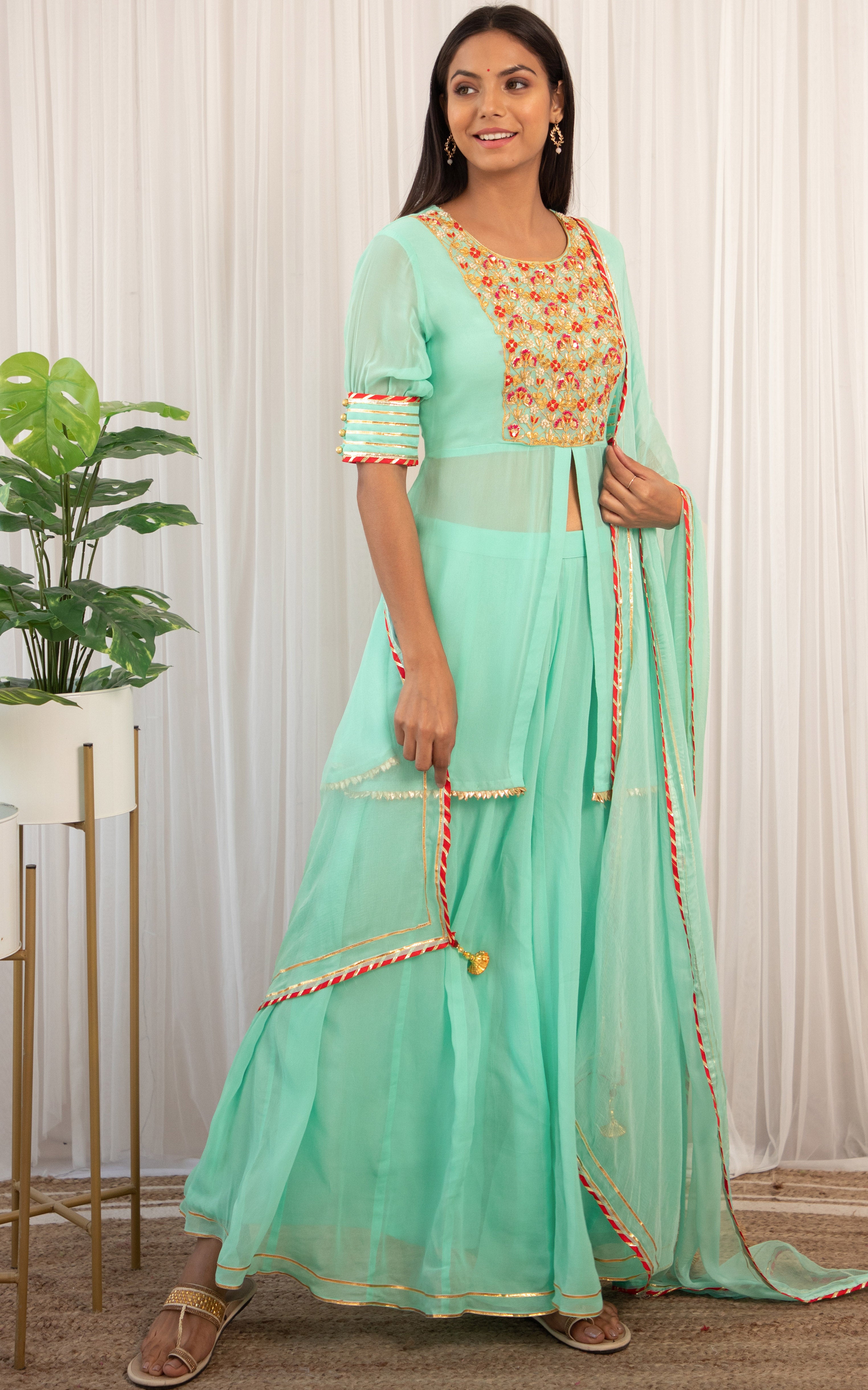 Sky Blue Gota Patti Sharara Set