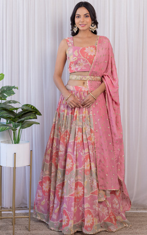 Beautiful Lehenga with Hand Embroidered blouse and dupatta, draped as  jacket with waist handcrafts | Indian gowns dresses, Indian outfits, Indian  fashion dresses