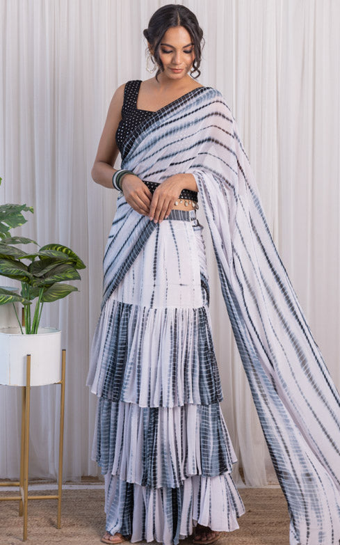 Shibori Design Semi Georgette Saree | Shibori designs, Georgette sarees,  Shibori