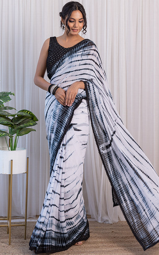 Designer pre-pleated mirrorwork saree | Deepika Padukone