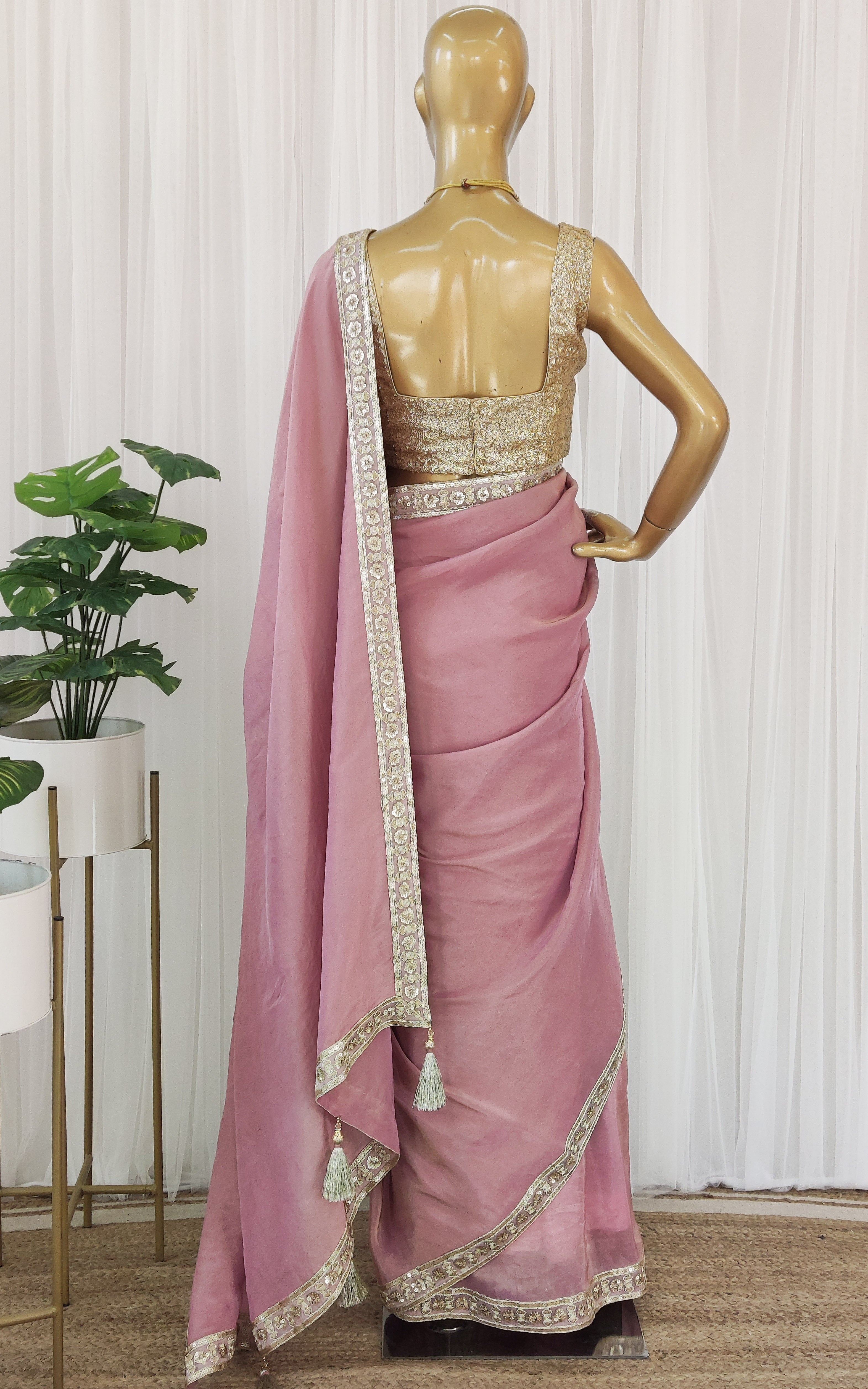 Lilac Tissue Georgette Saree With Sequinned Blouse