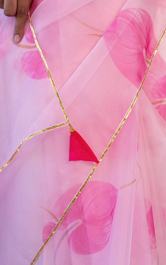 Buy Label Kanupriya Label Kanupriya Pink Petal Organza Saree at Redfynd