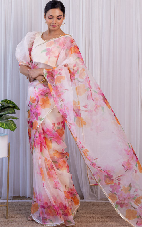 New Soft pure organza Saree Party Wear Wedding Bollywood Sari Blouse Indian  | eBay