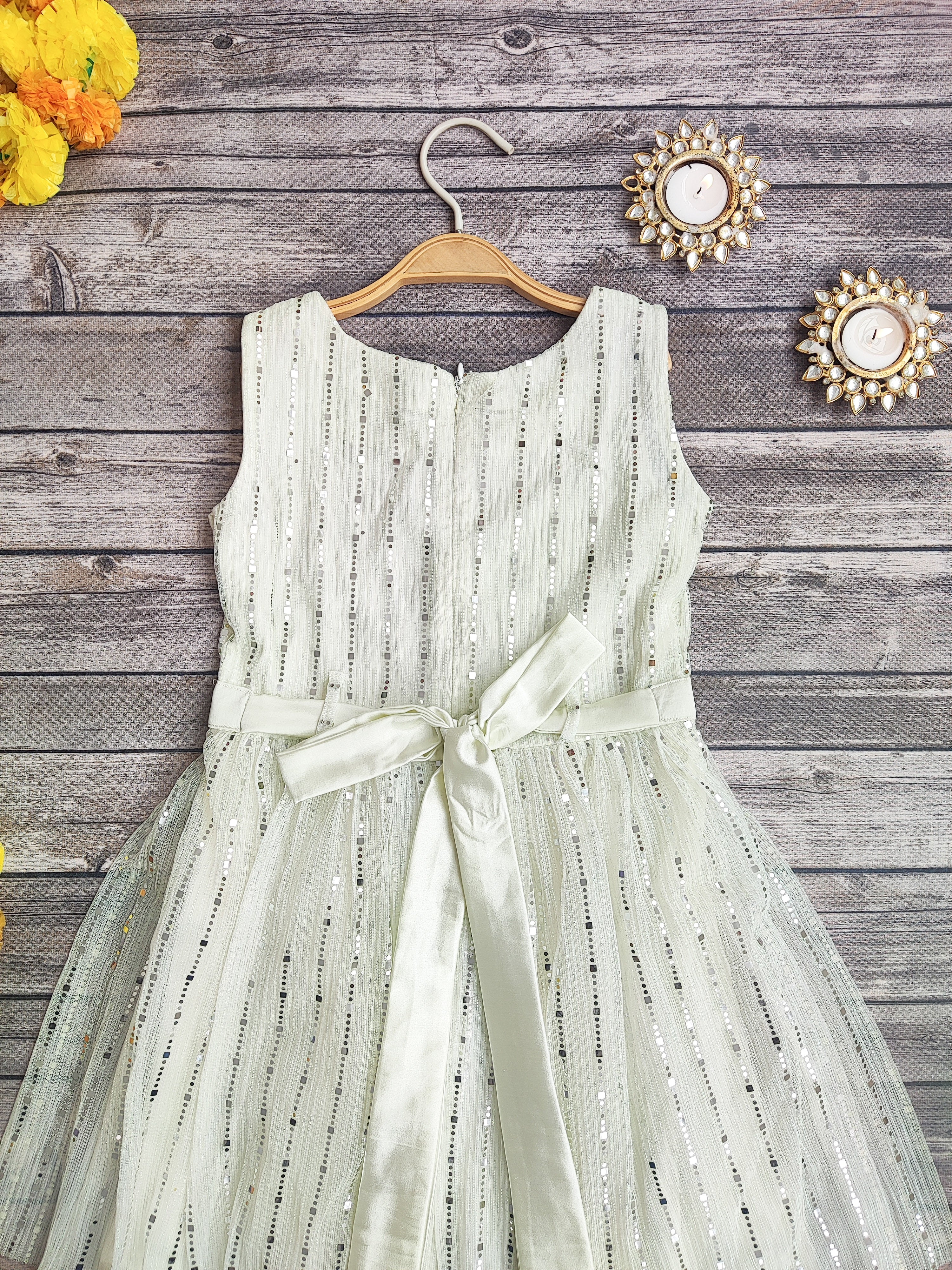 White Shimmer Kids Dress