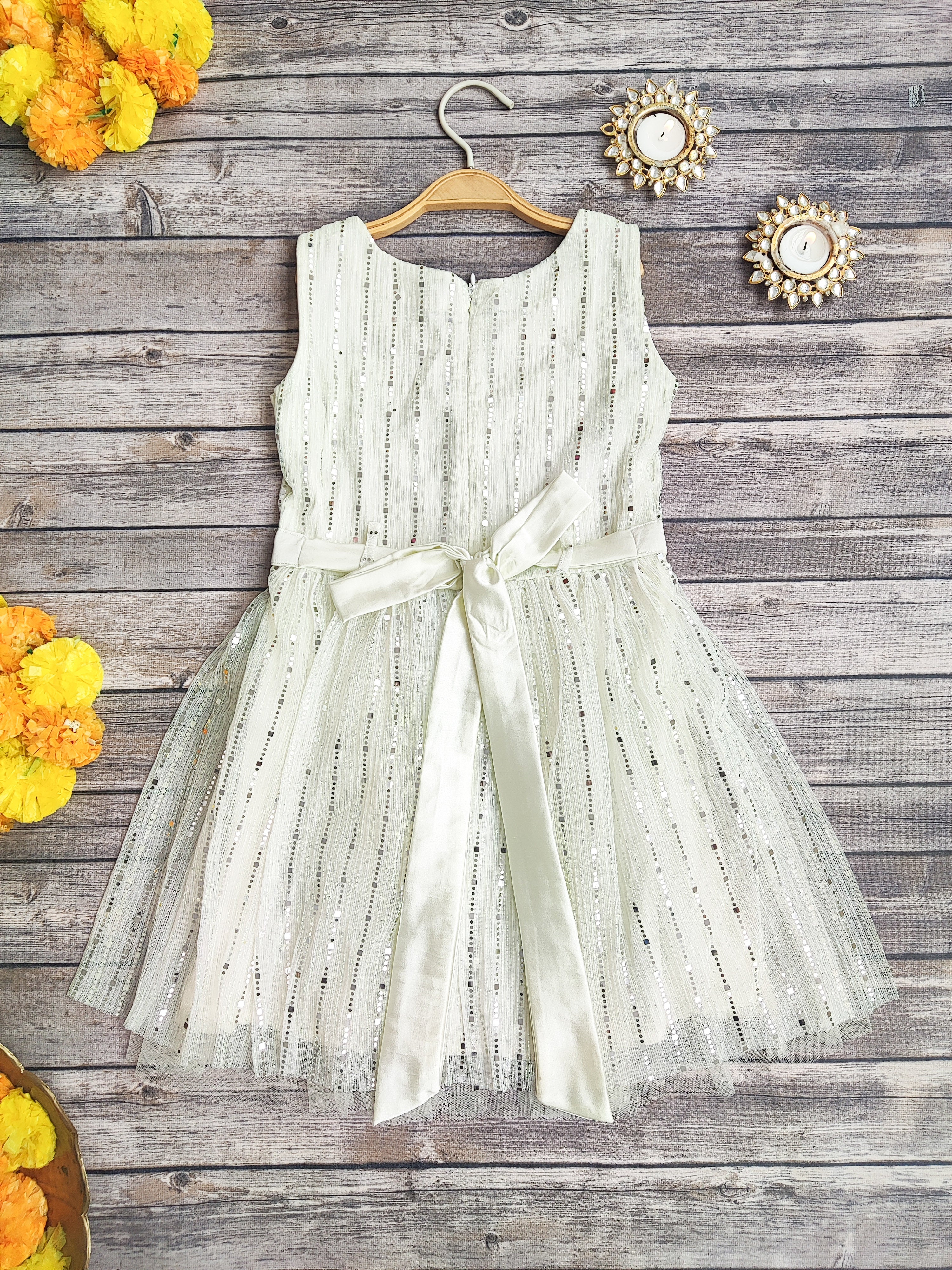 White Shimmer Kids Dress