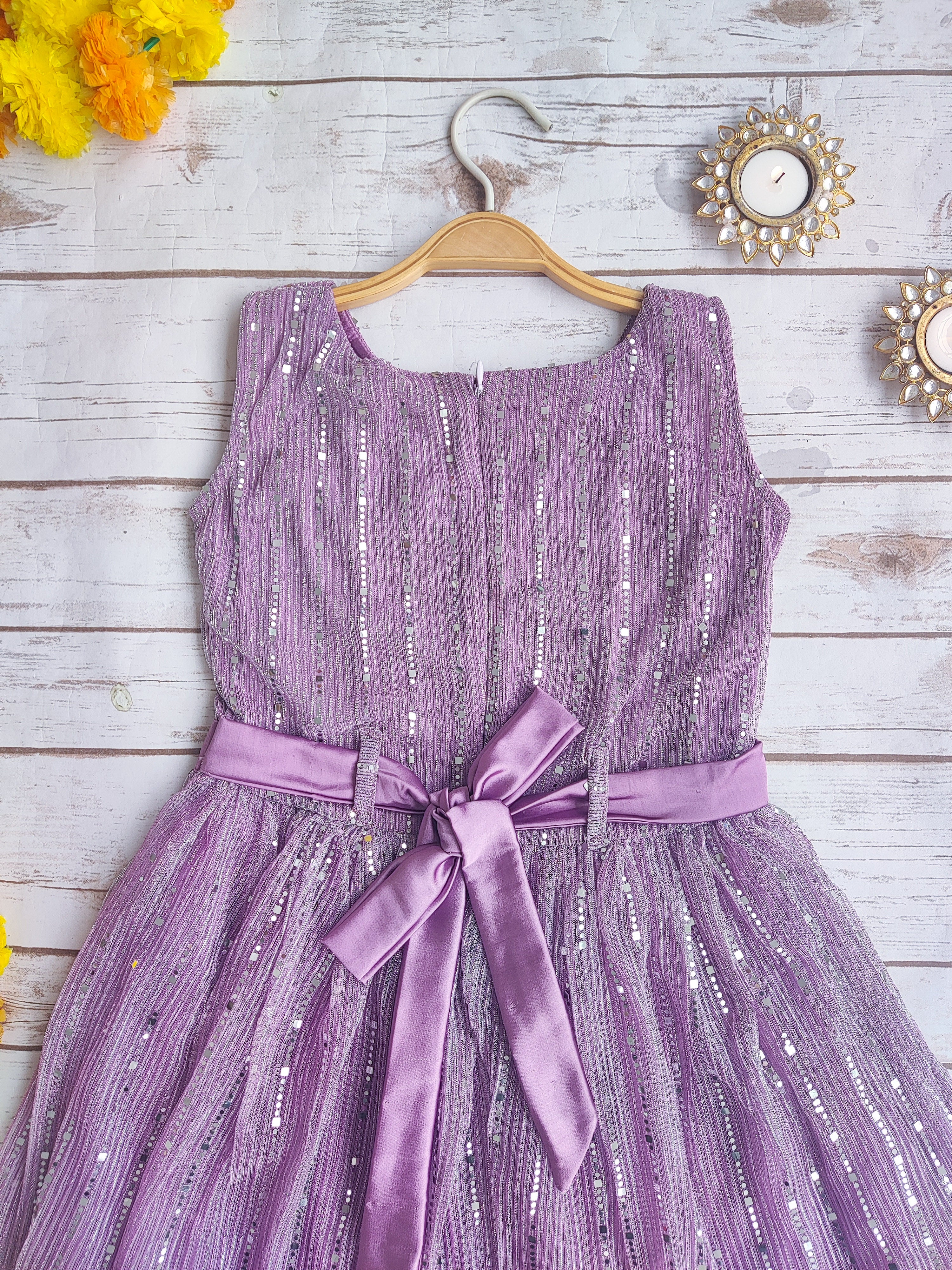 Lilac Shimmer Fabric Kids Dress