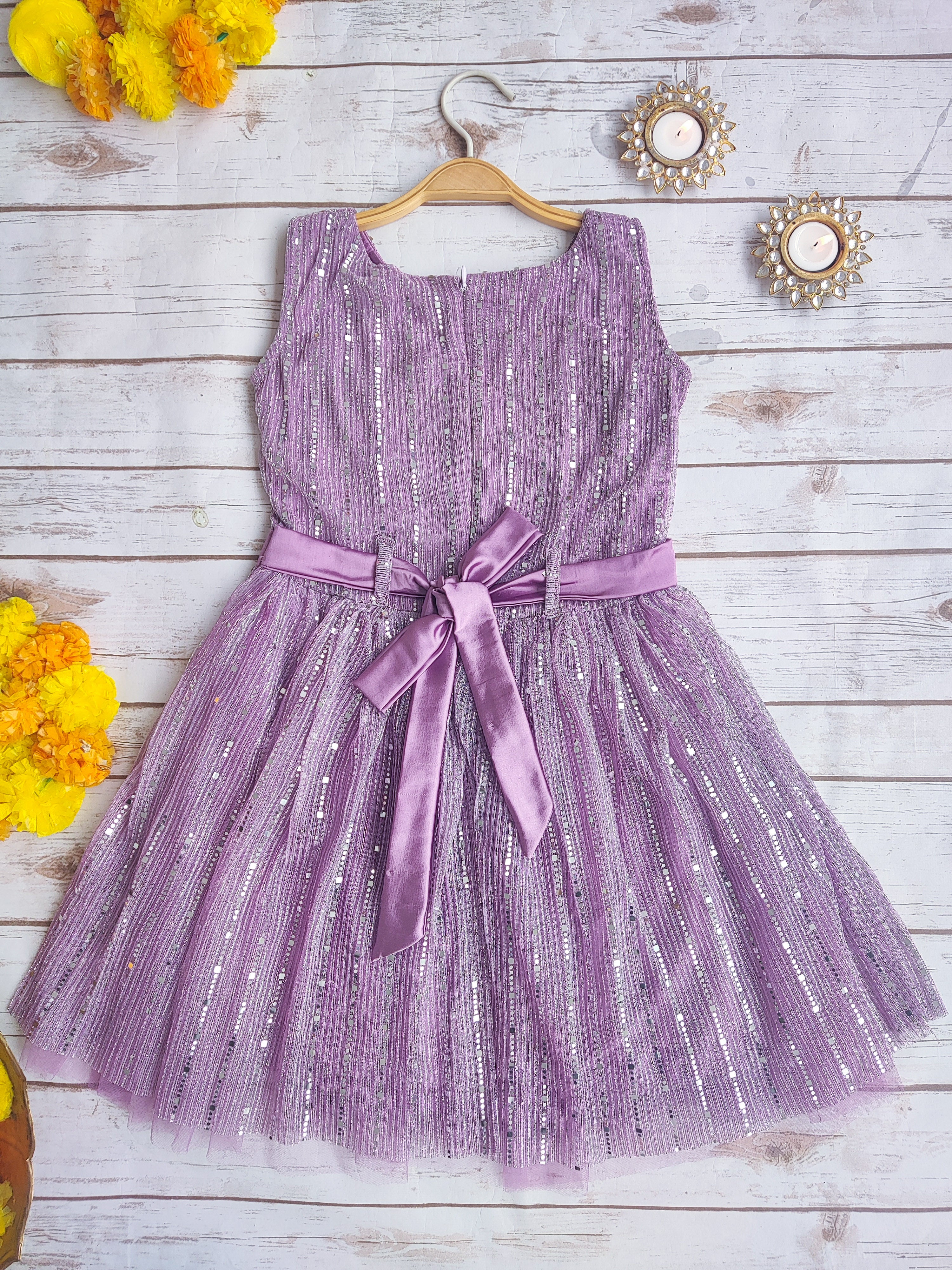 Lilac Shimmer Fabric Kids Dress