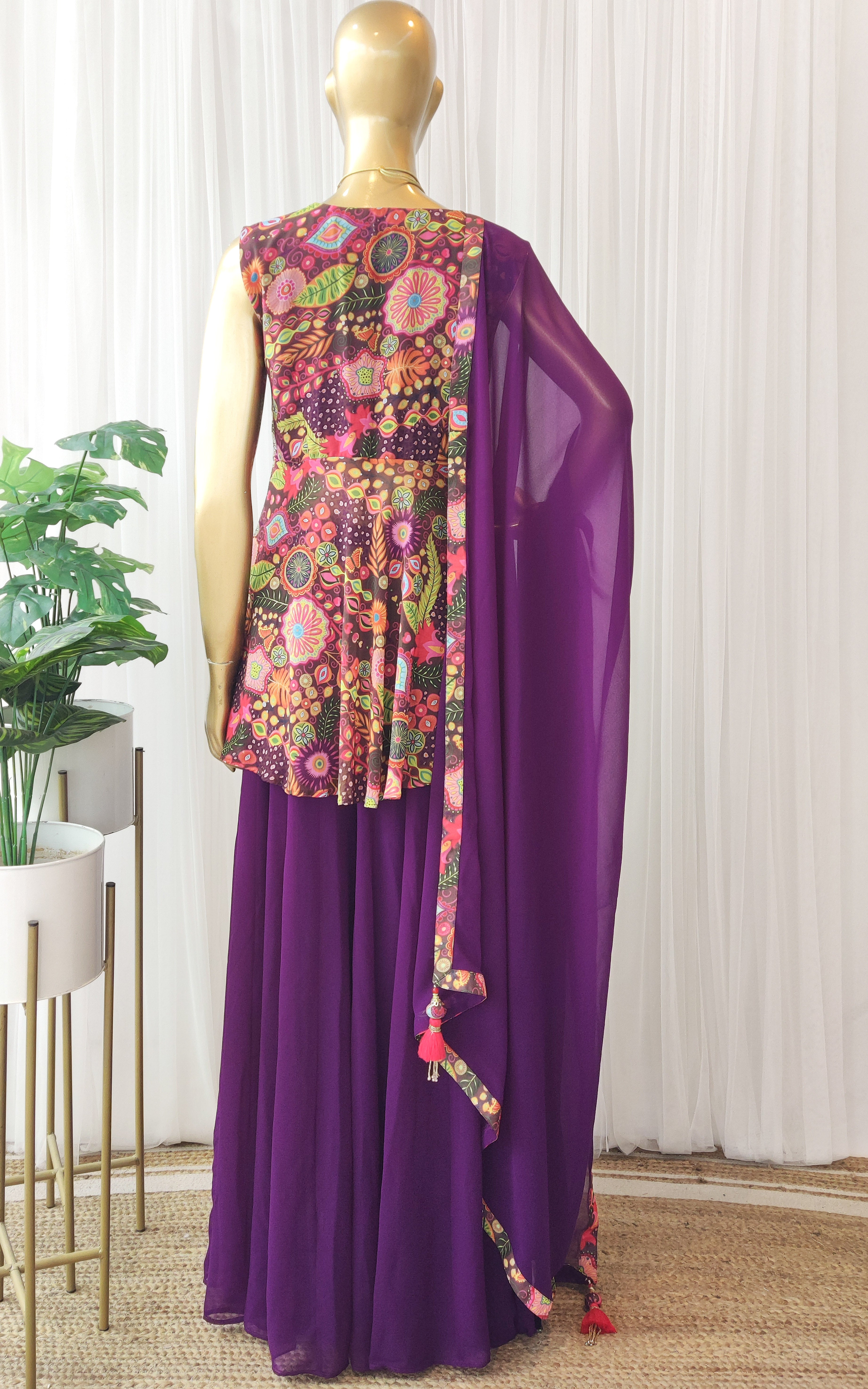 Purple Kitschy Print Sharara Set