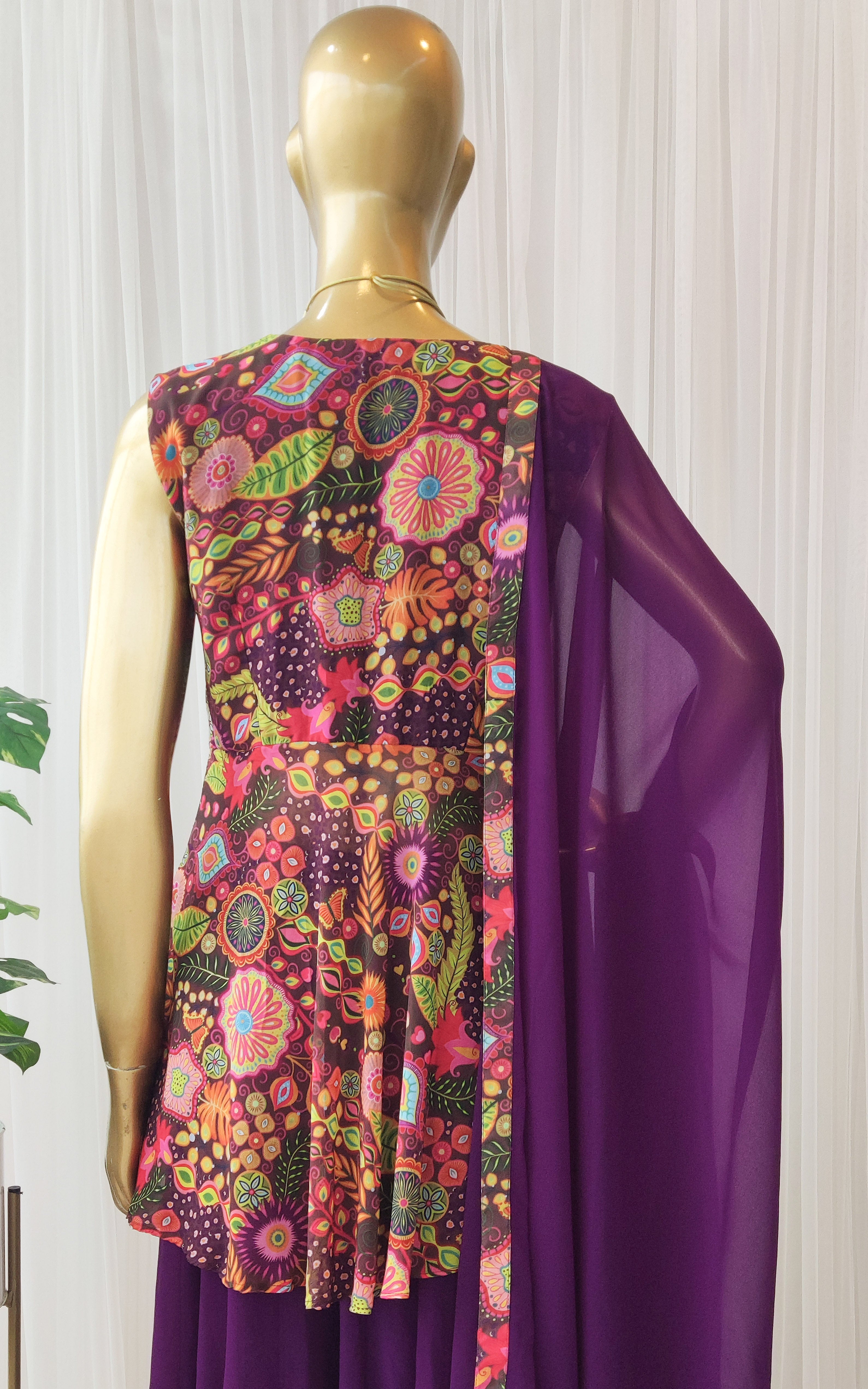 Purple Kitschy Print Sharara Set