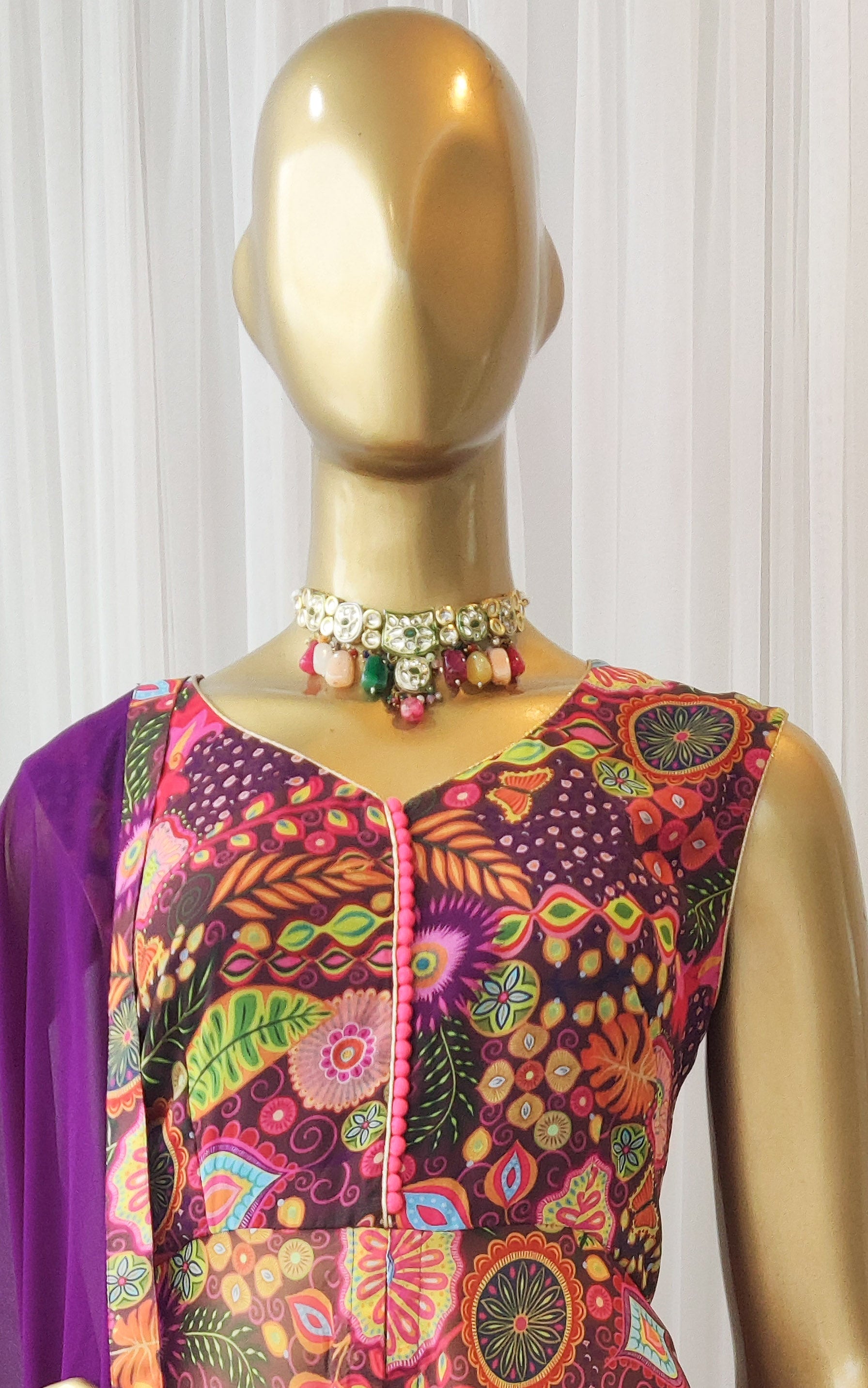 Purple Kitschy Print Sharara Set