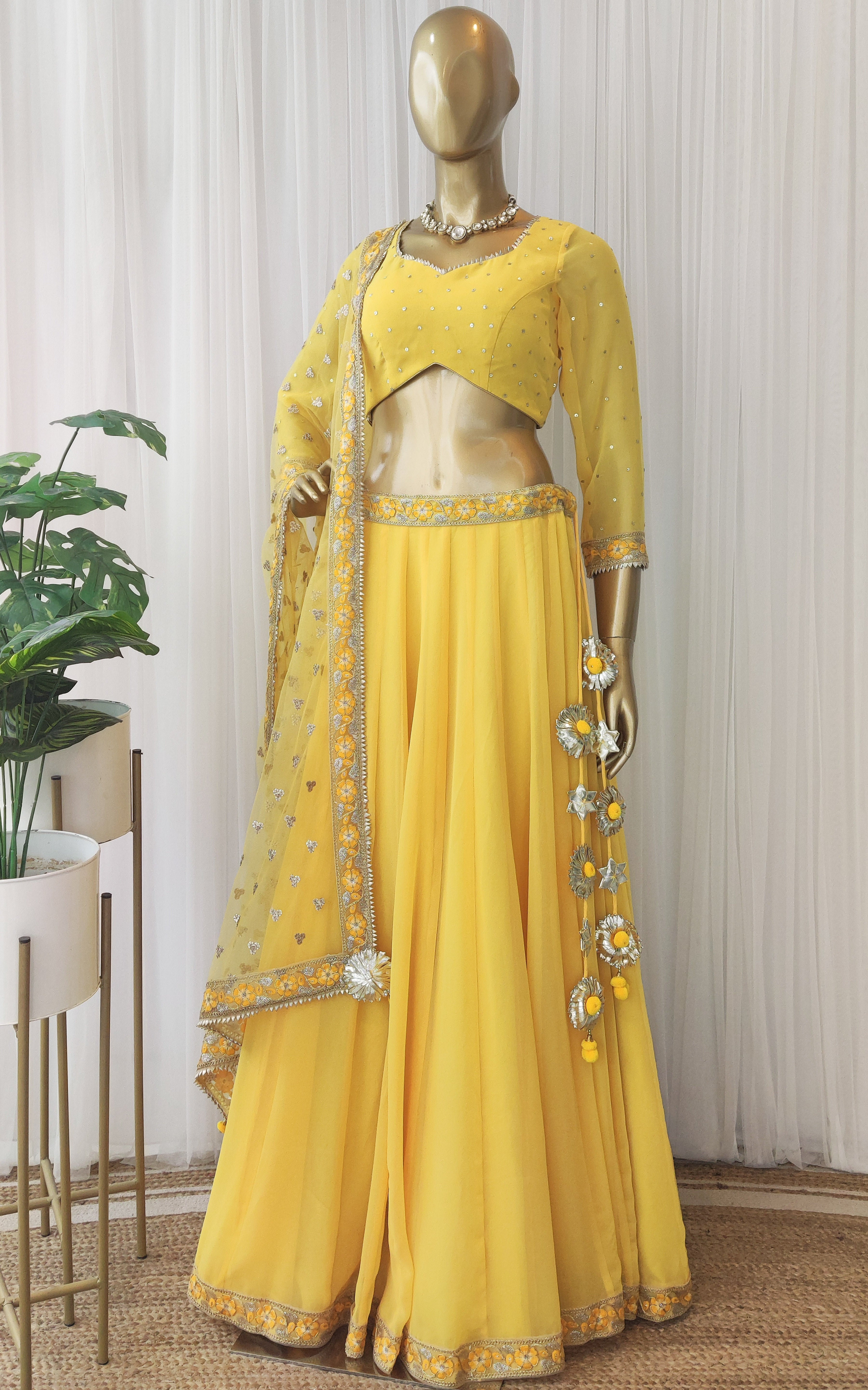 Yellow Sequinwork Lehenga