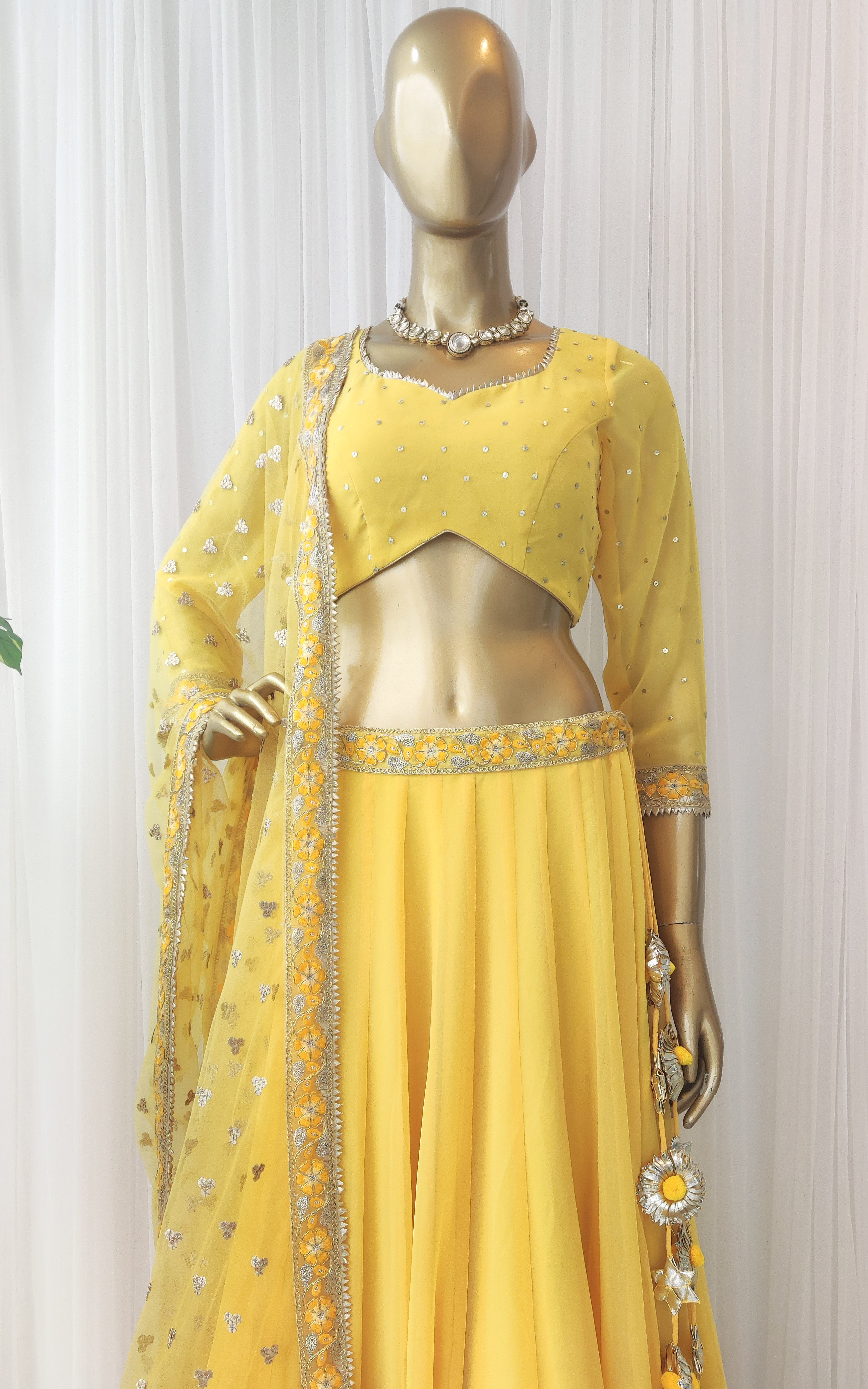 Yellow Sequinwork Lehenga