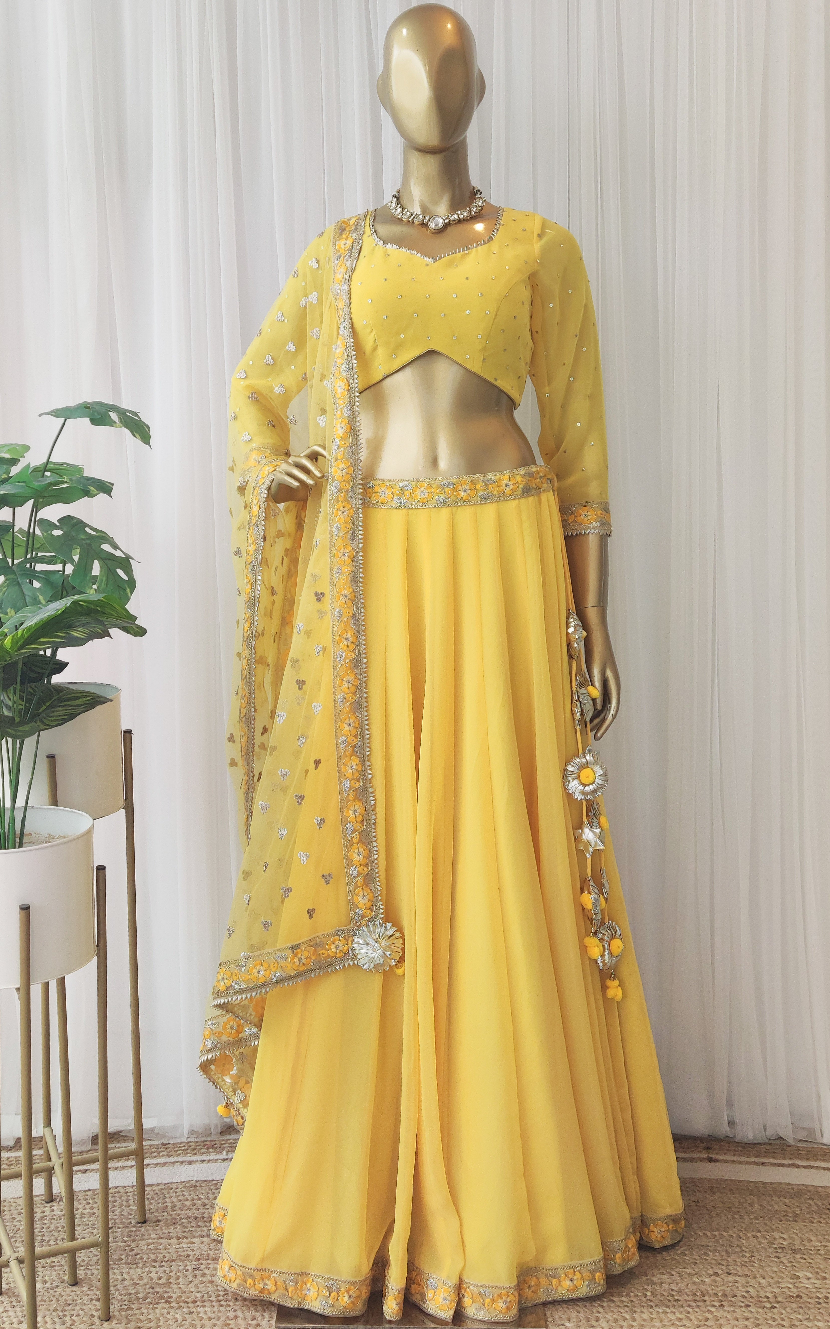 Yellow Sequinwork Lehenga