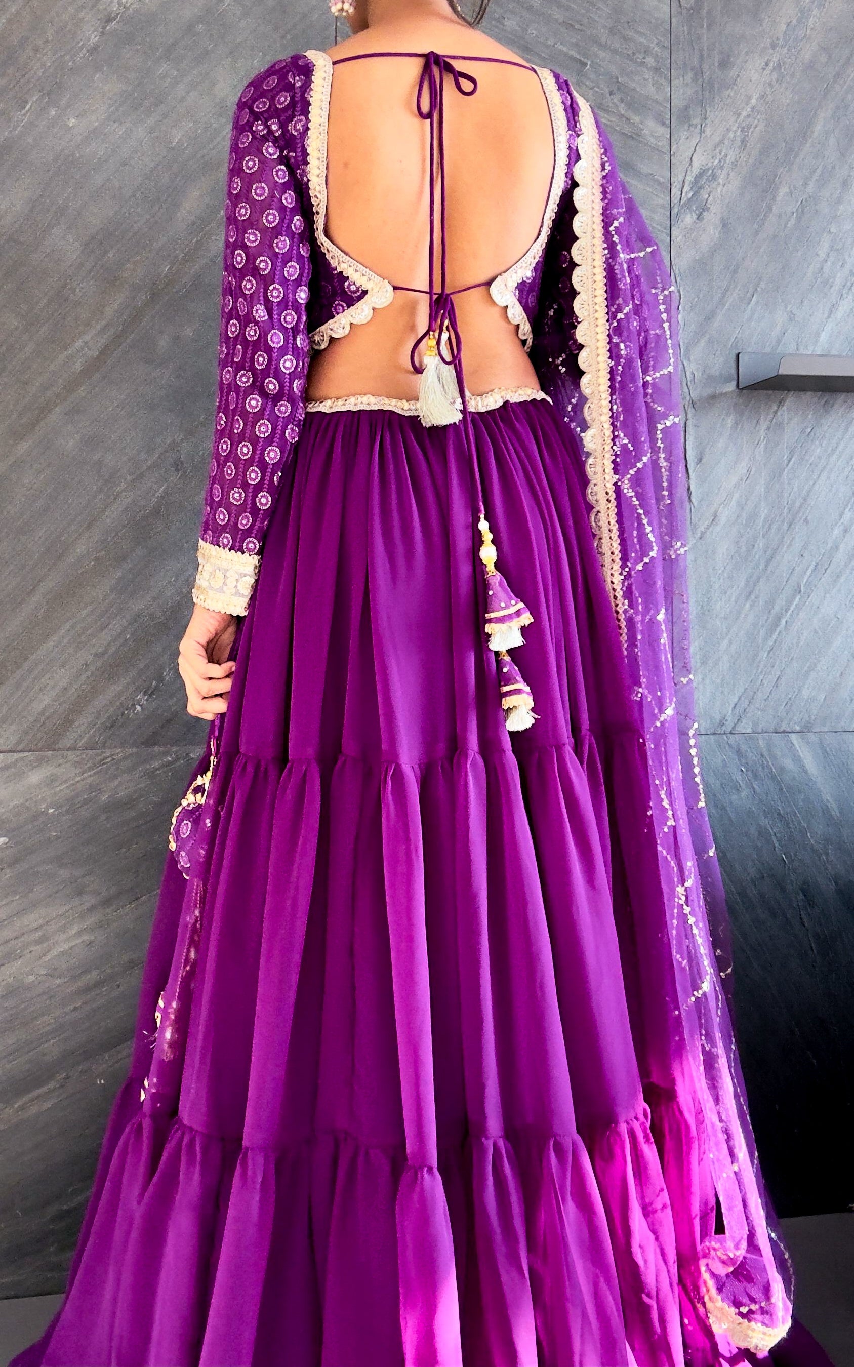 Purple Sequinwork Georgette Lehenga