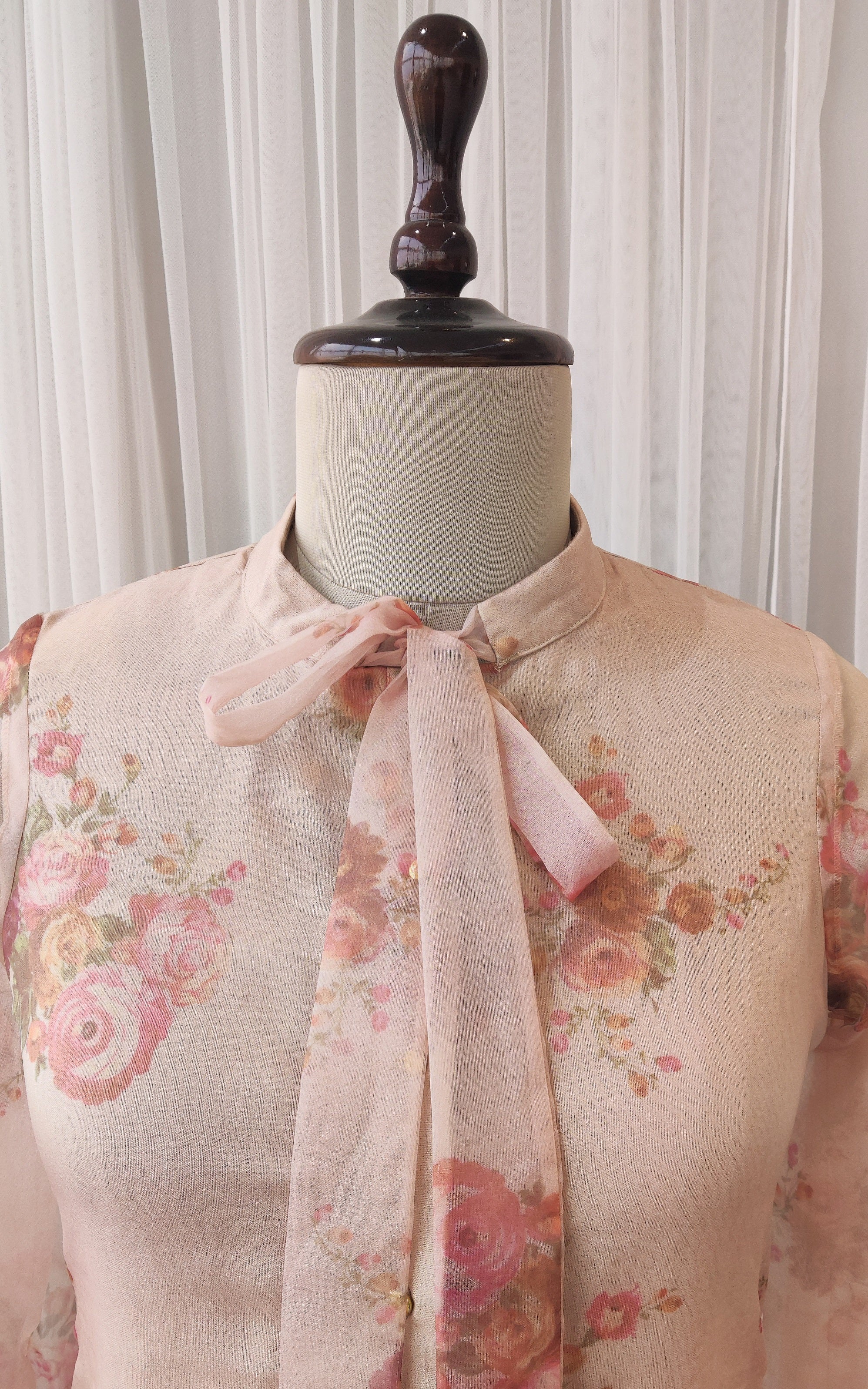 Dusty Pink Tie-Up Organza Shirt