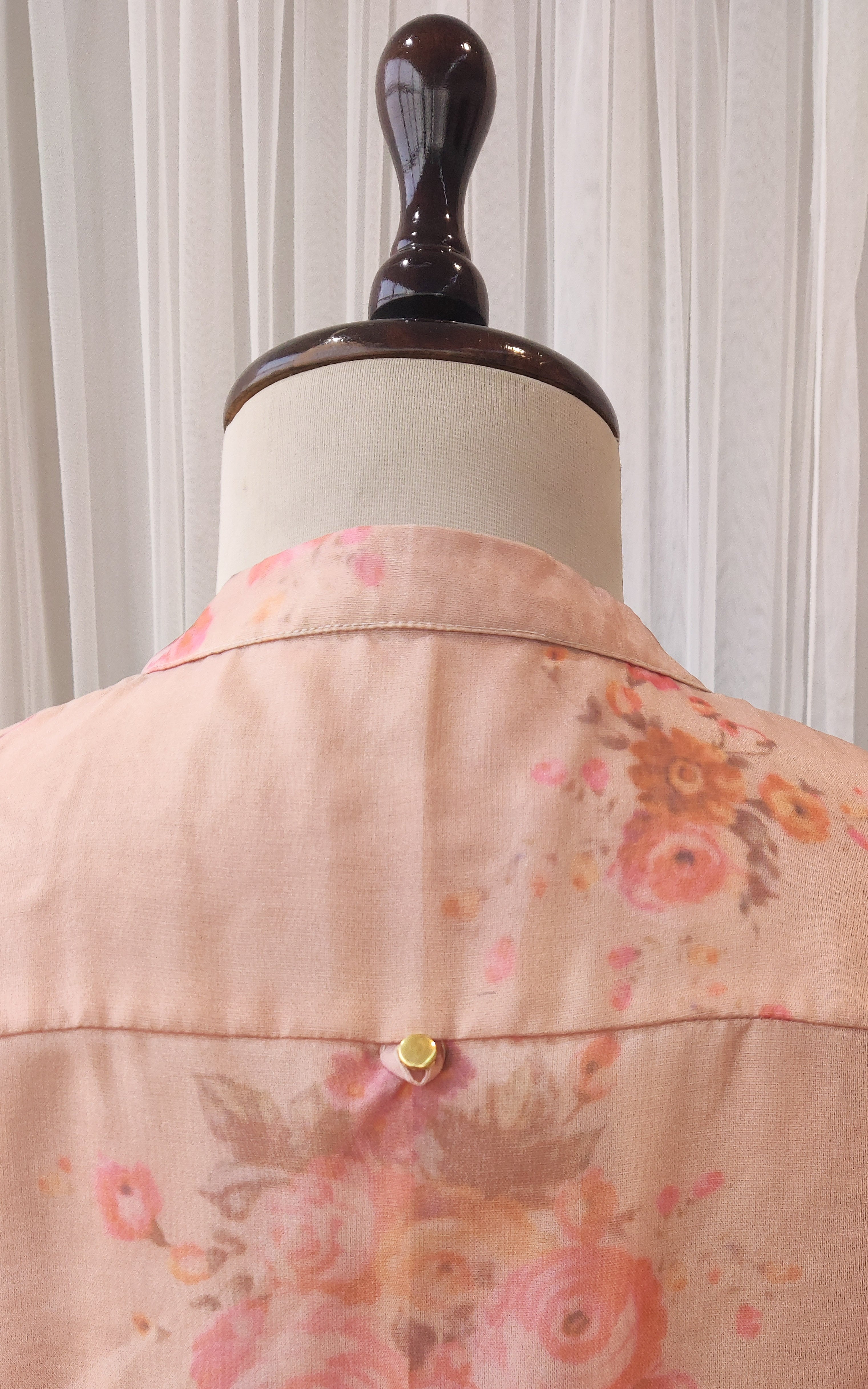 Dusty Pink Floral Organza Shirt Top