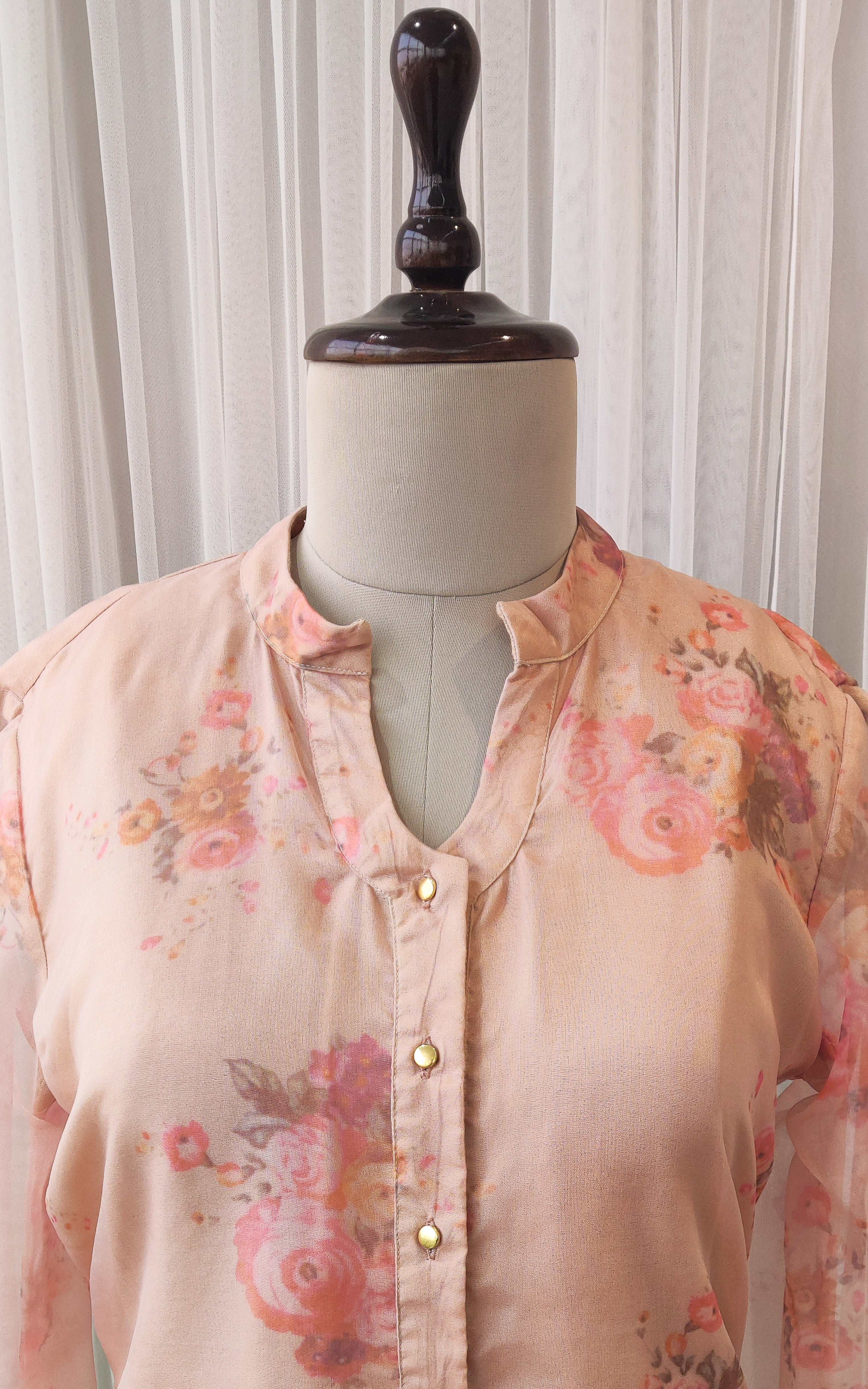 Dusty Pink Floral Organza Shirt Top