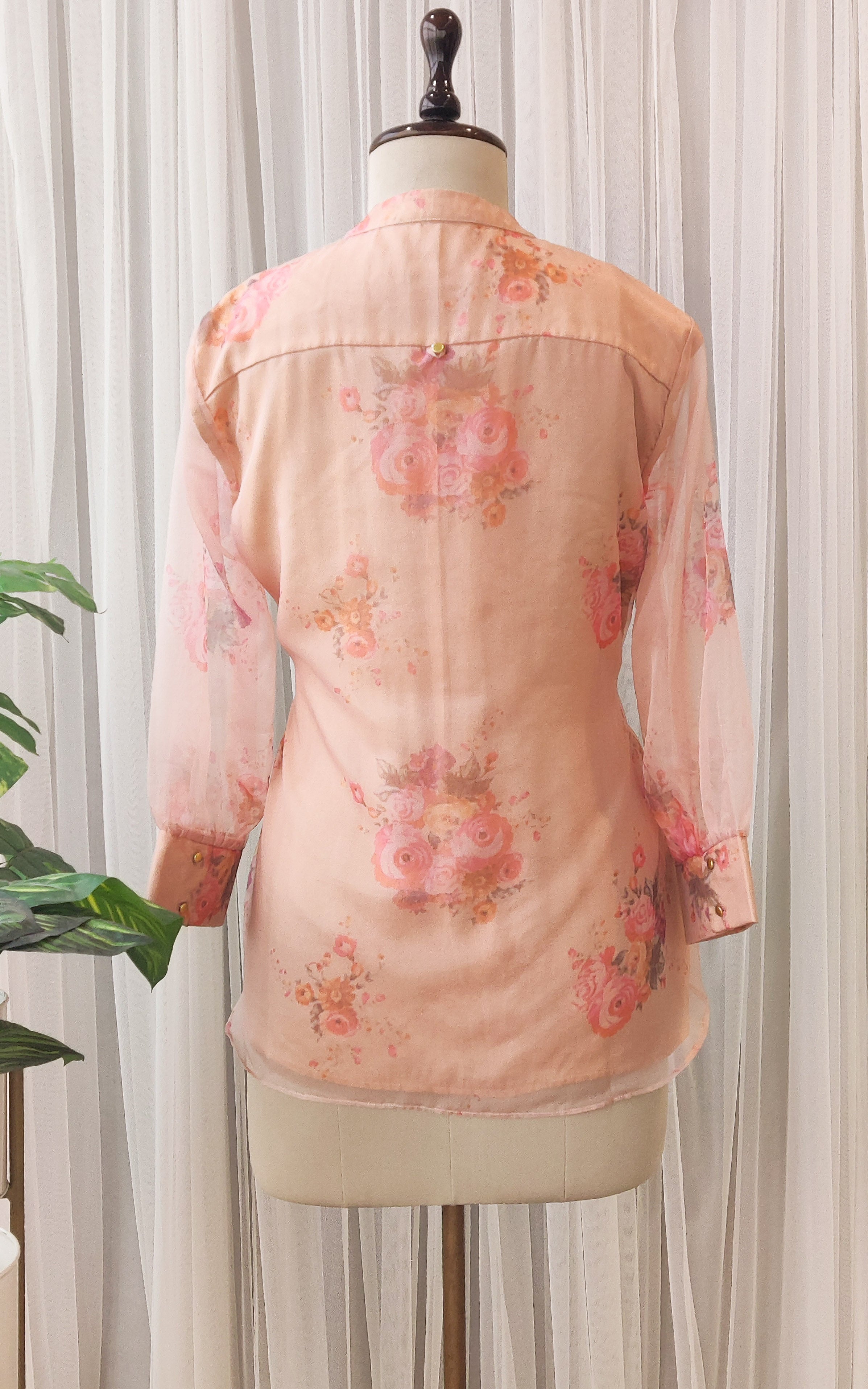 Dusty Pink Floral Organza Shirt Top