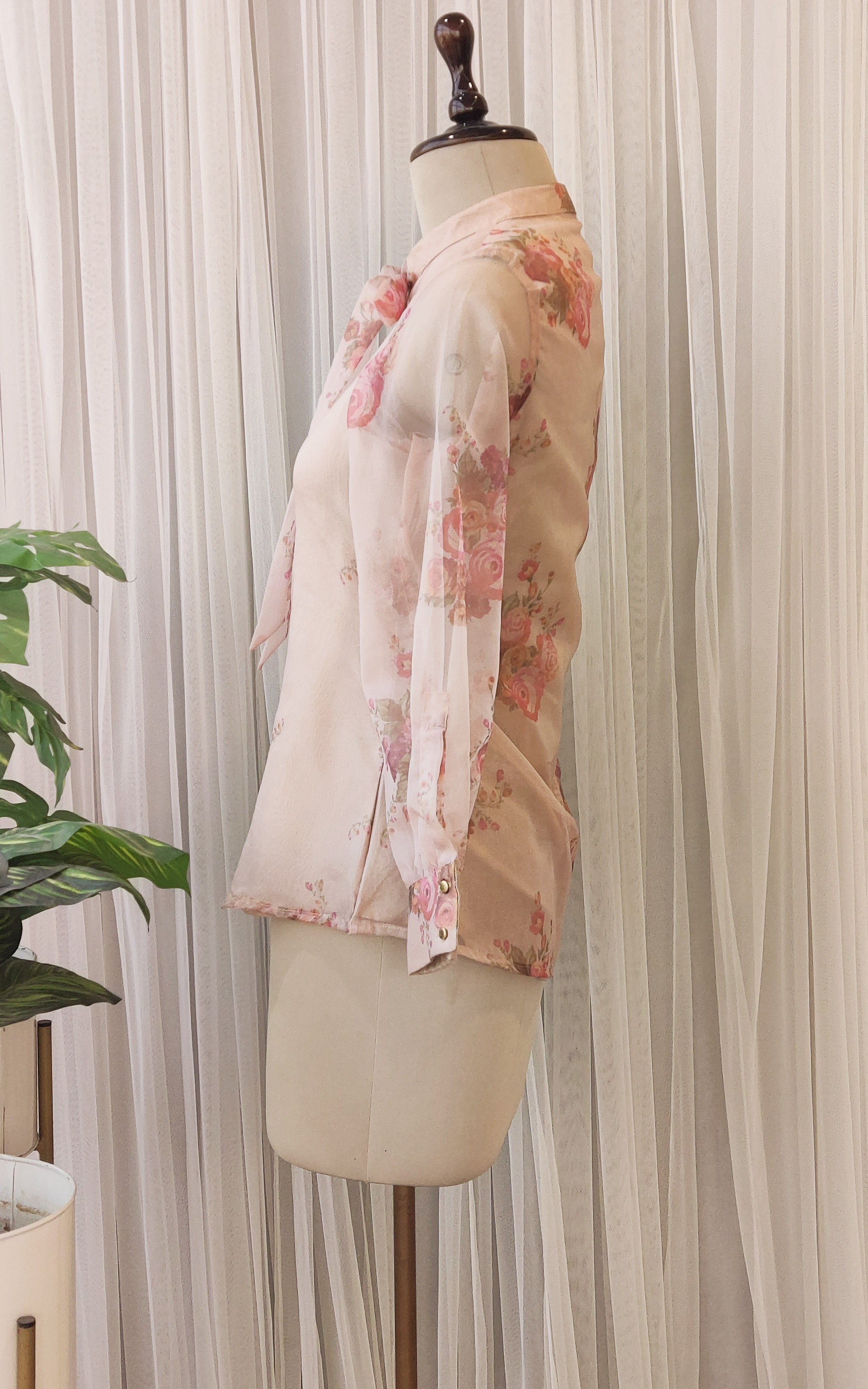 Dusty Pink Tie-Up Organza Shirt