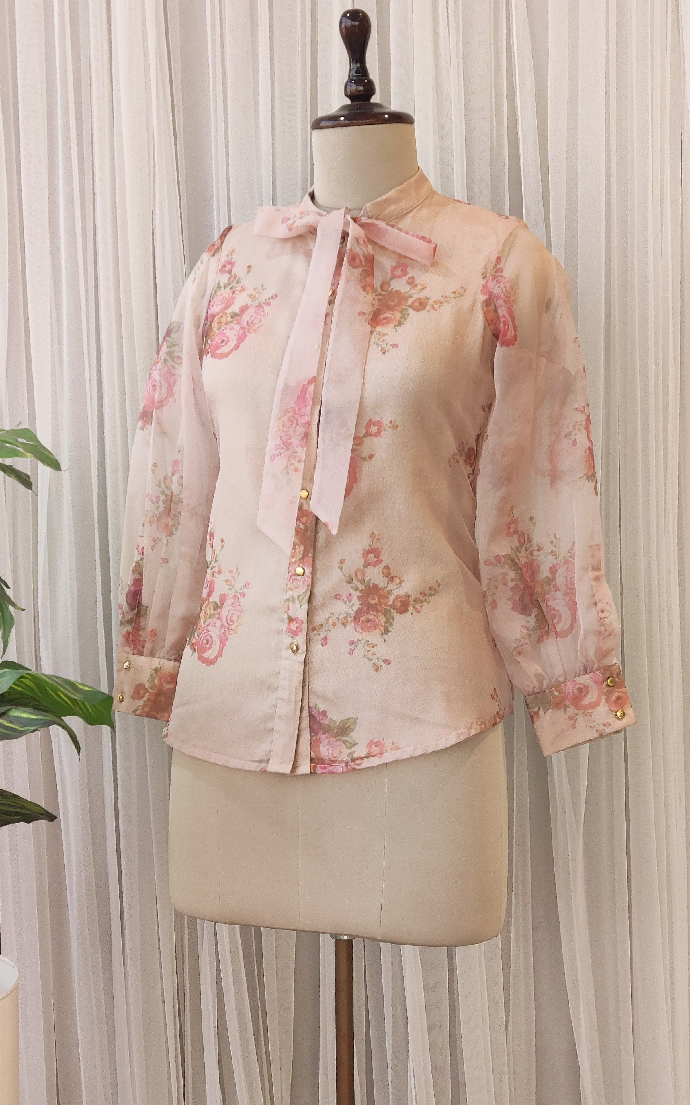 Dusty Pink Tie-Up Organza Shirt