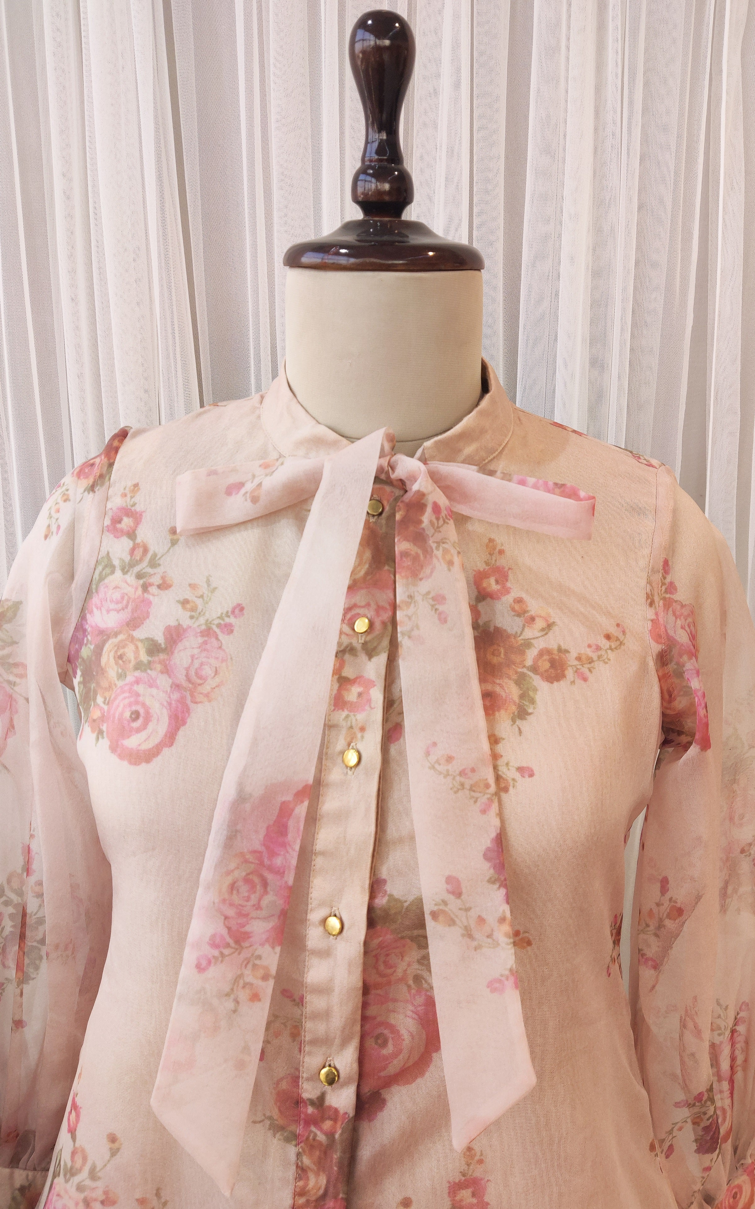 Dusty Pink Tie-Up Organza Shirt