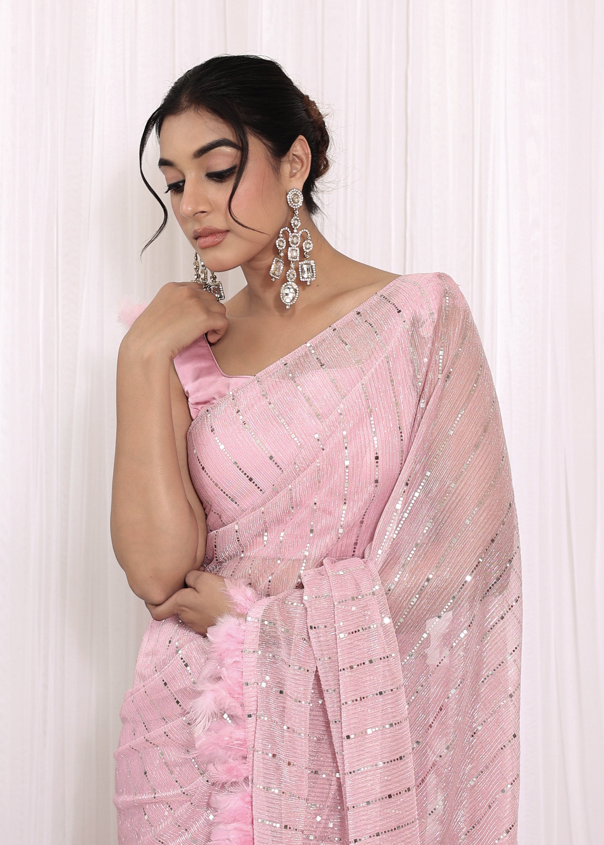 Swati Rathi Champagne Pink Shimmer Saree