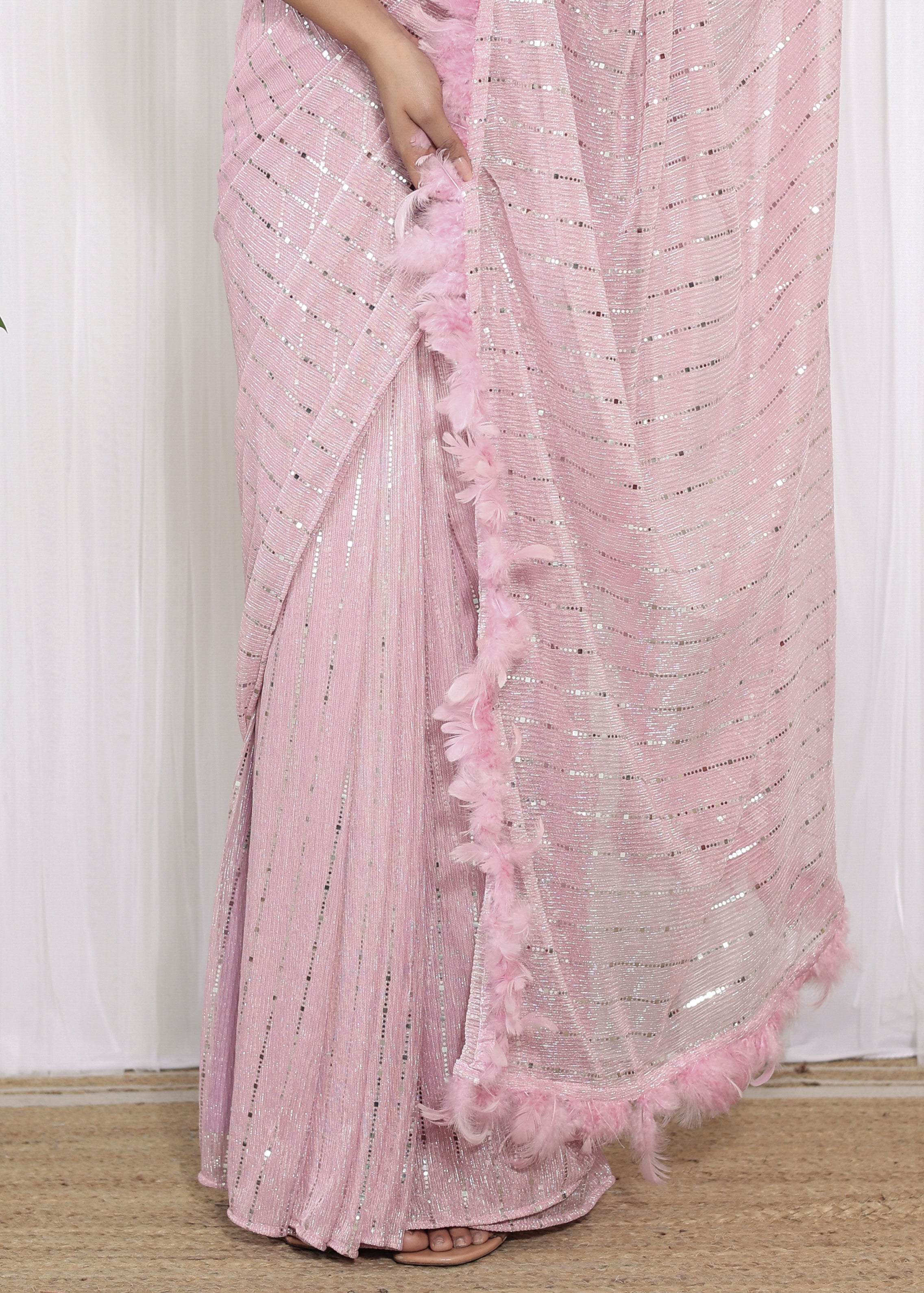 Swati Rathi Champagne Pink Shimmer Saree