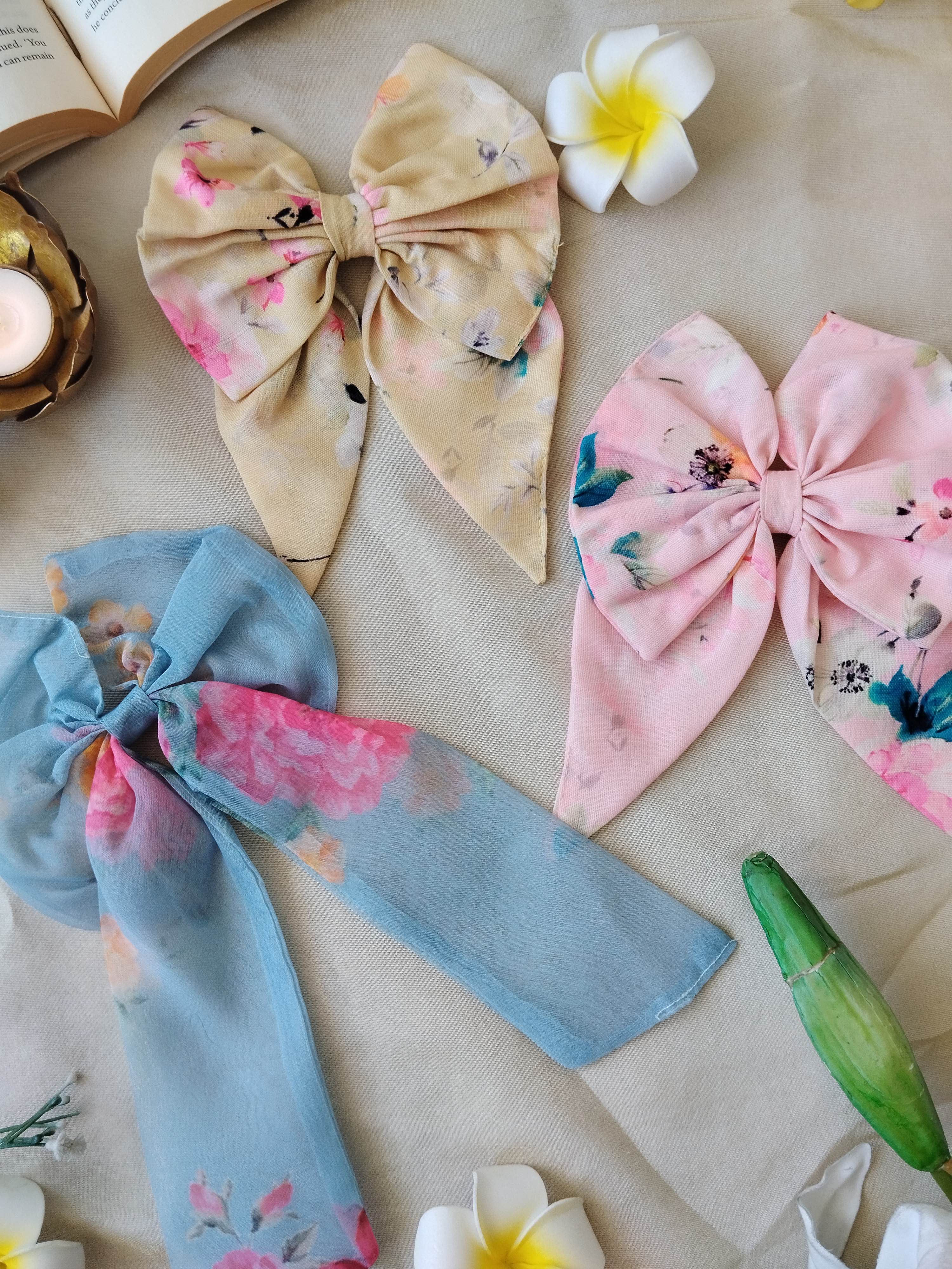 Pastel Bows Combo - Pink, Yellow, Blue