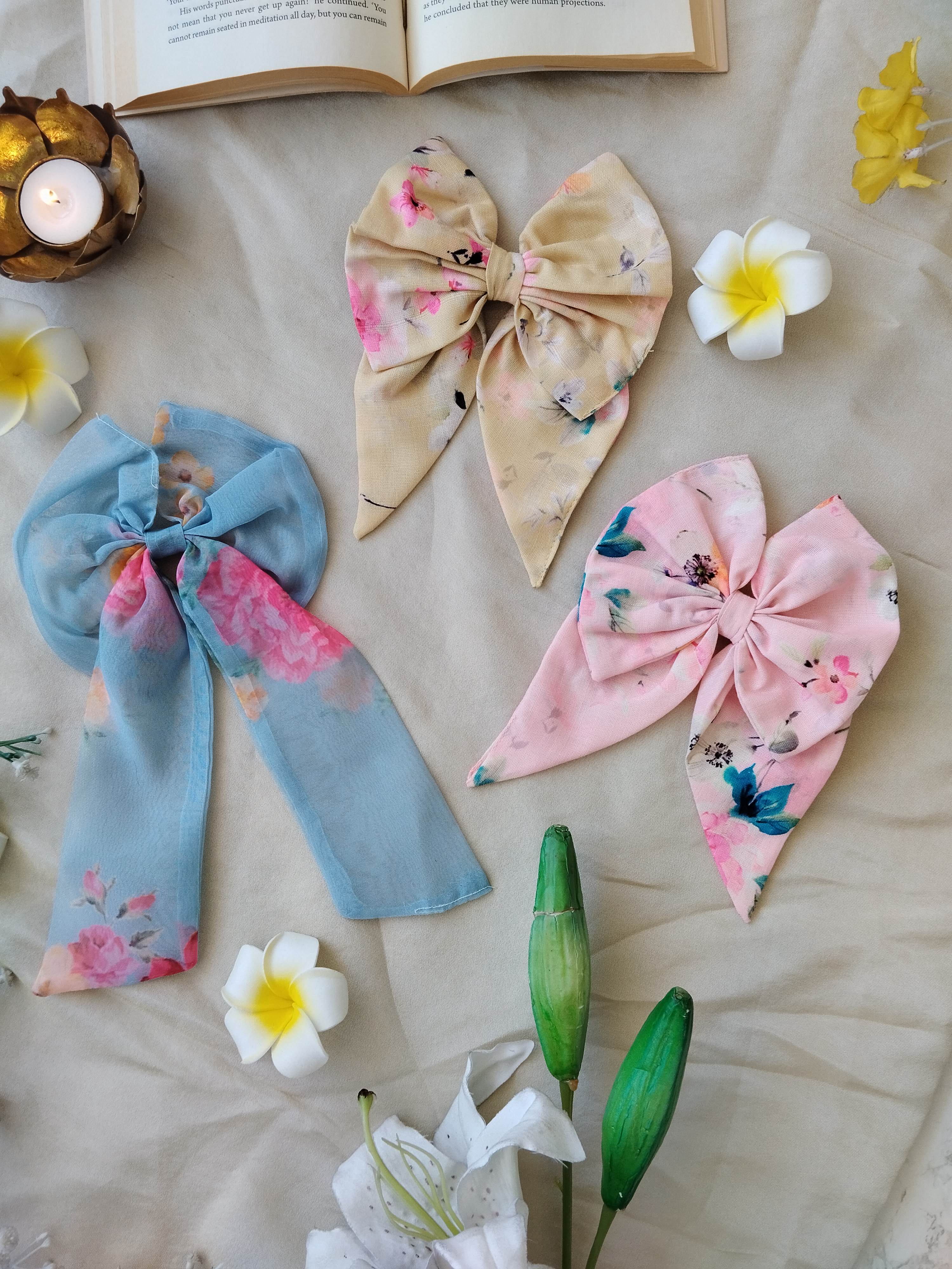 Pastel Bows Combo - Pink, Yellow, Blue