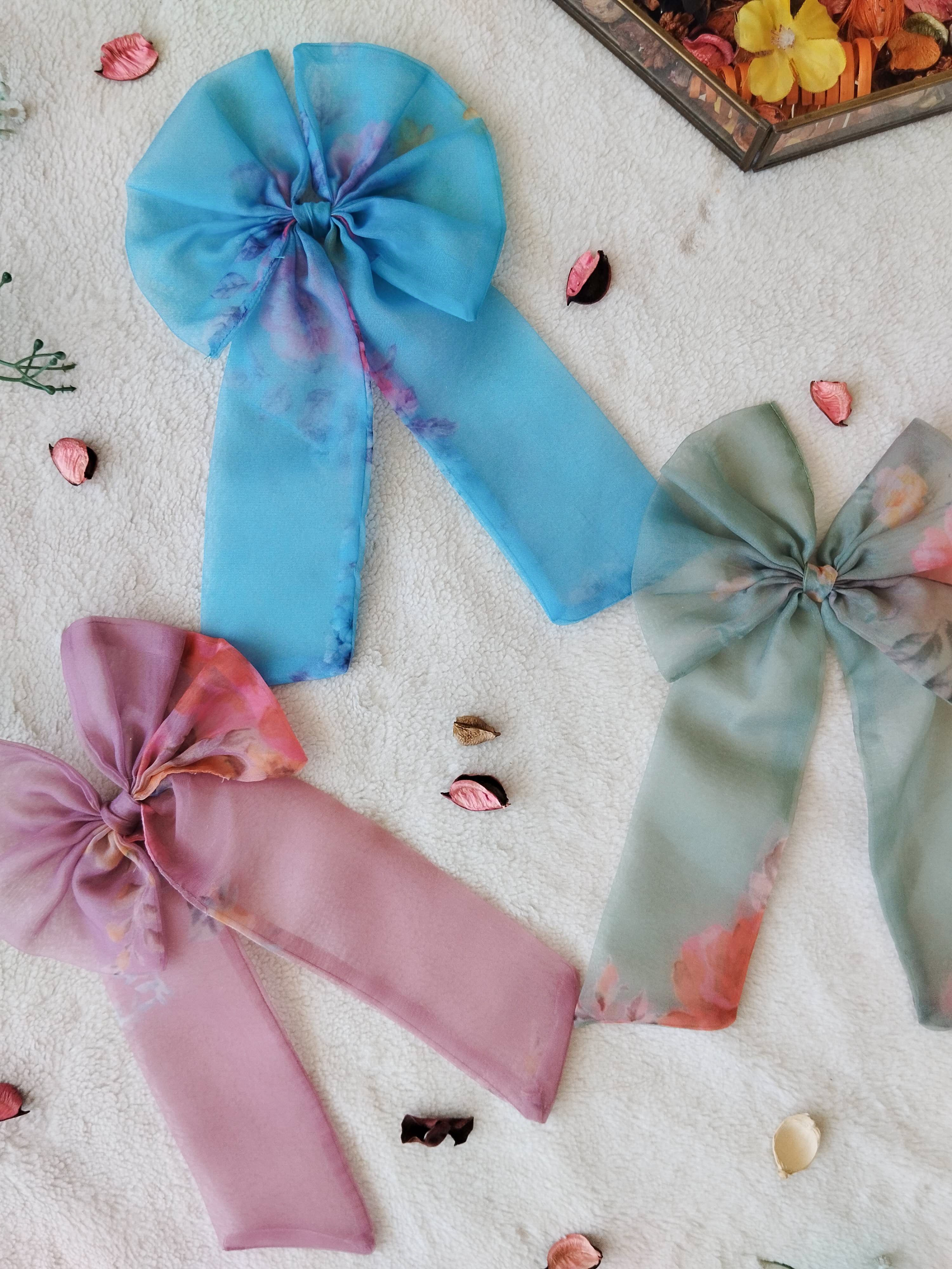 Chic n Sleek Bows Combo - Blue, Green, Onion Pink