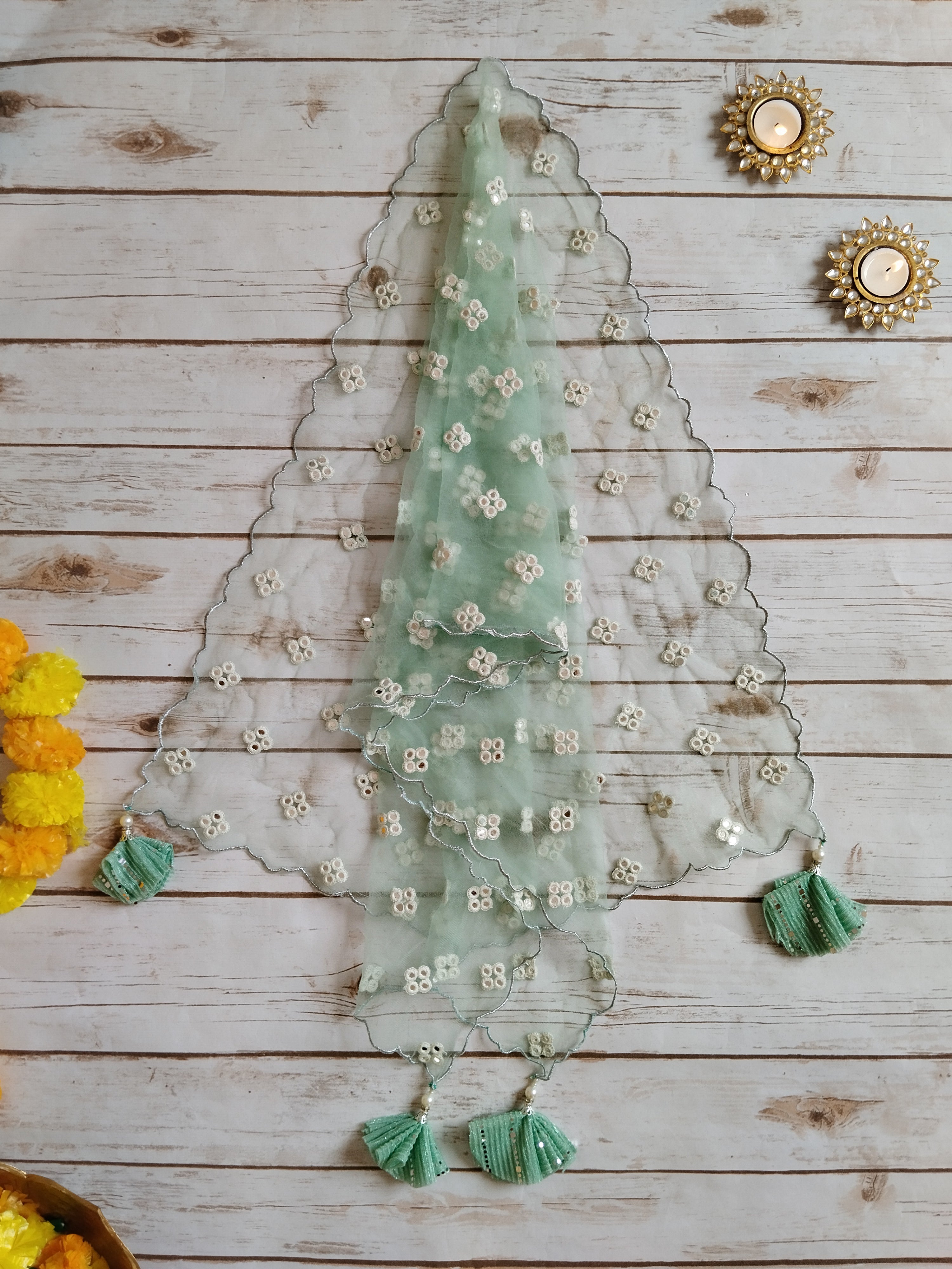 Mint Green Shimmer Kids Lehenga