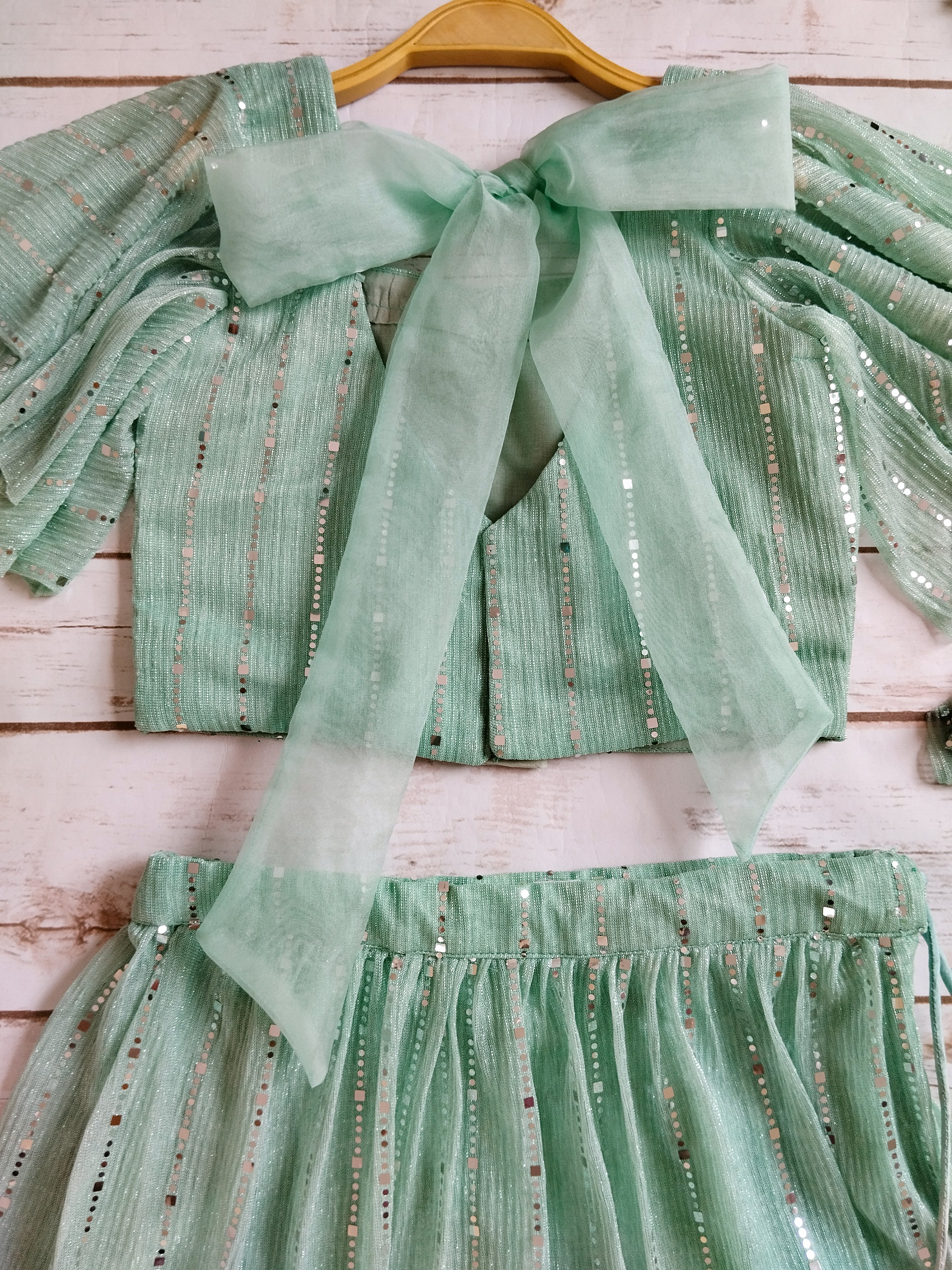 Mint Green Shimmer Kids Lehenga