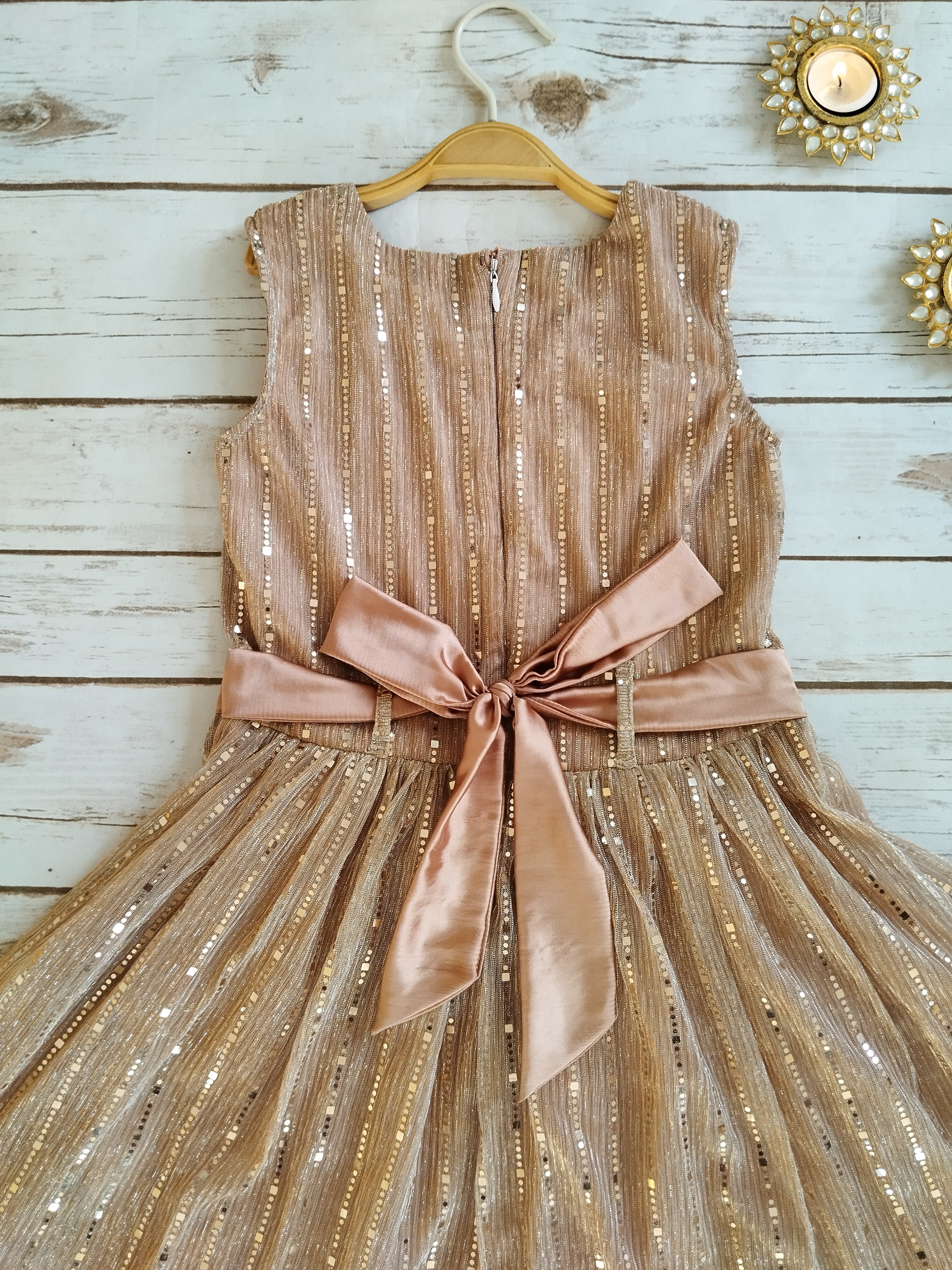 Old Rose Shimmer Fabric Kids Dress