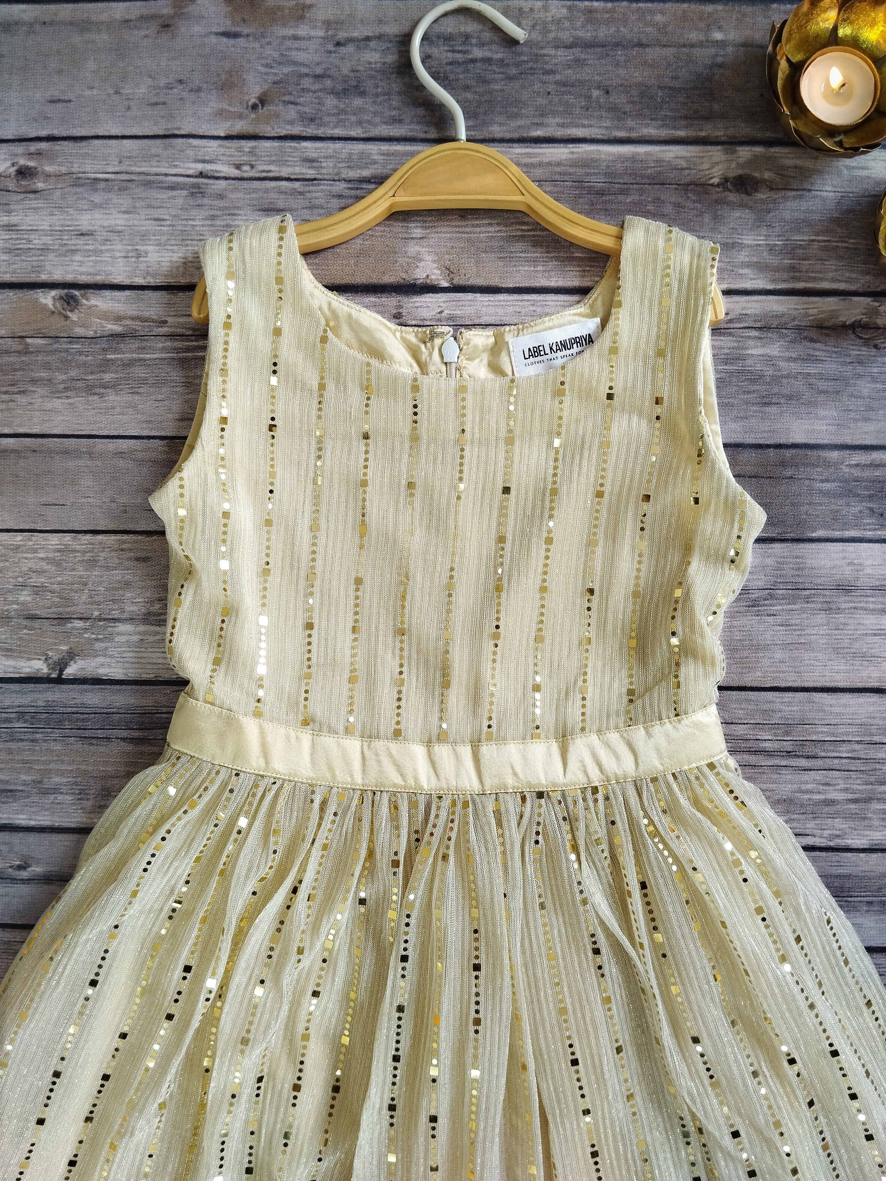 Off White Shimmer Kids Dress