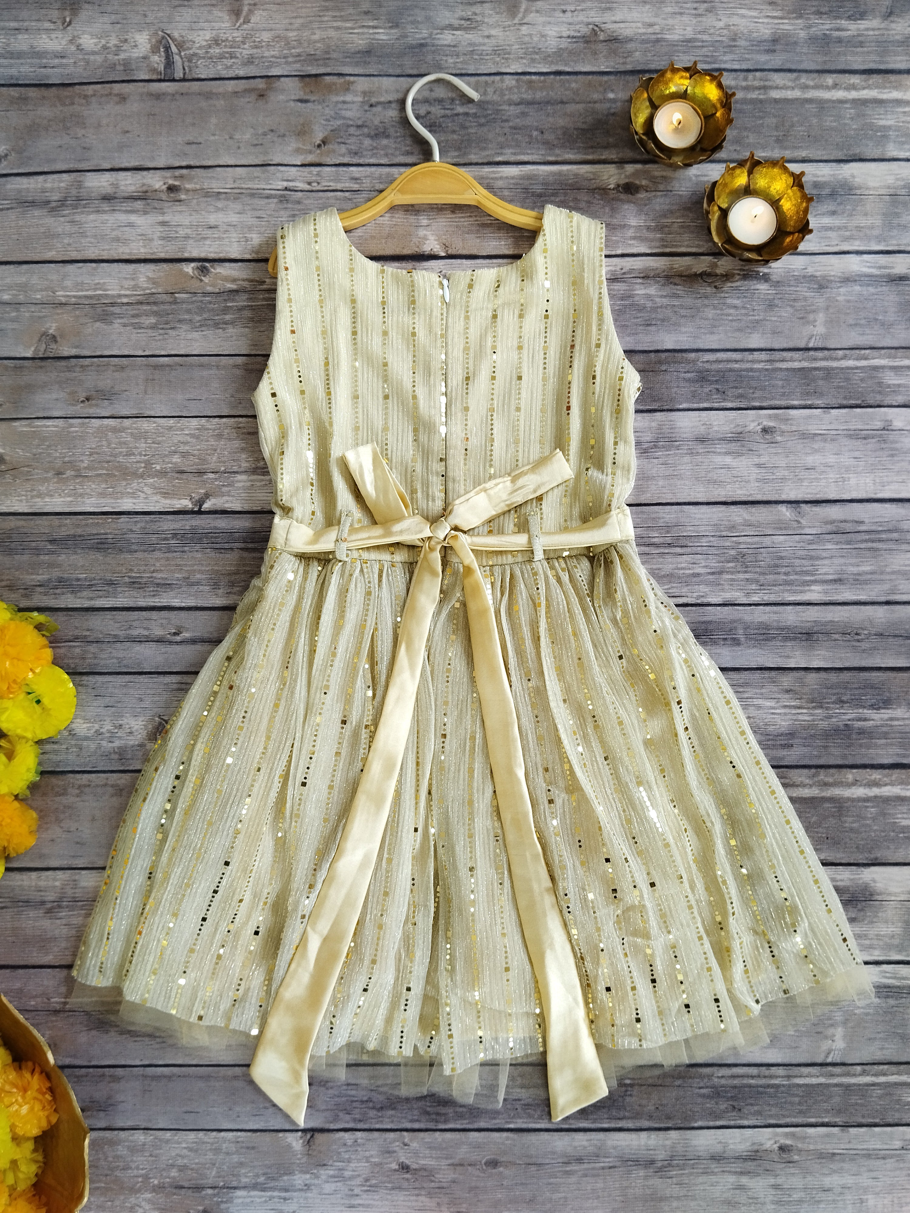 Off White Shimmer Kids Dress