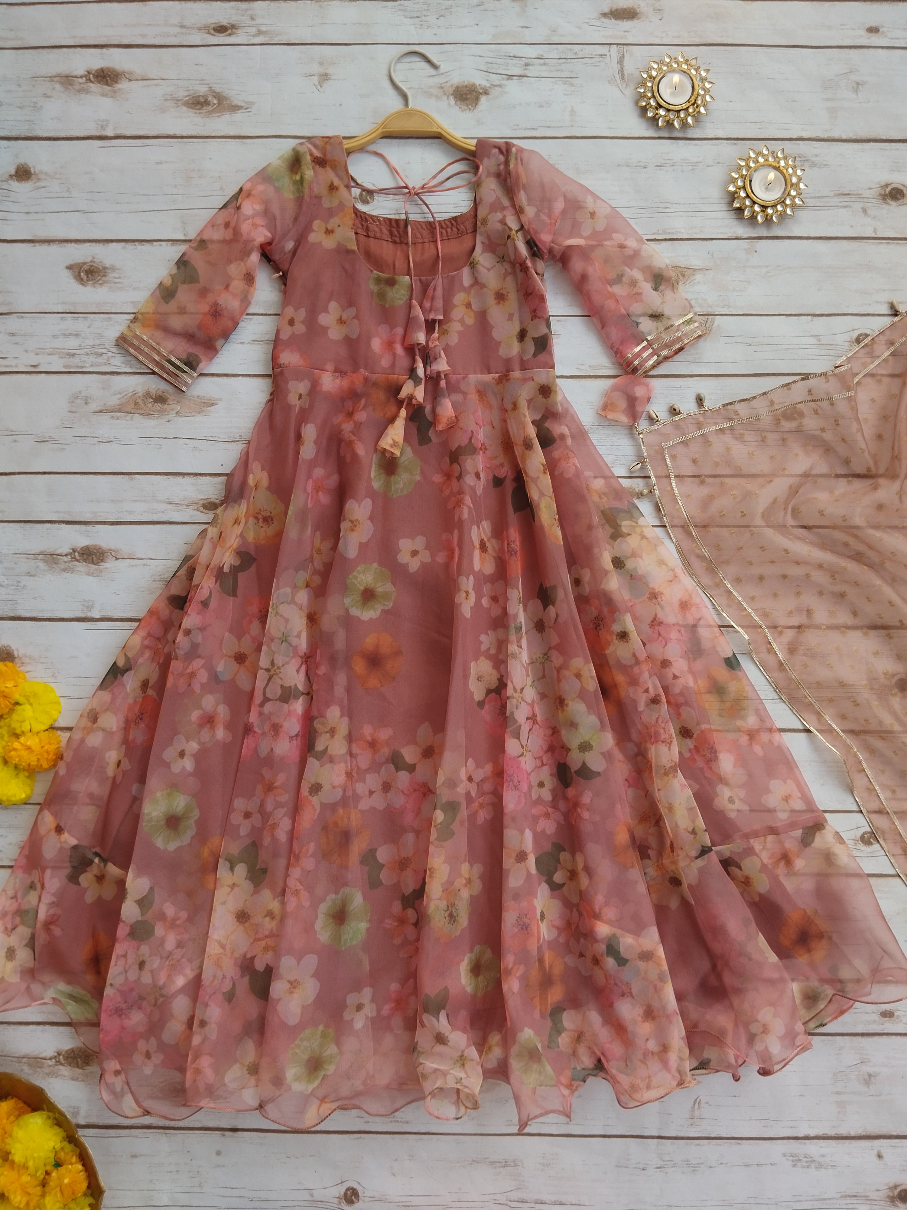 Grapewine Organza Kid's Anarkali Suit (2 Pc.)