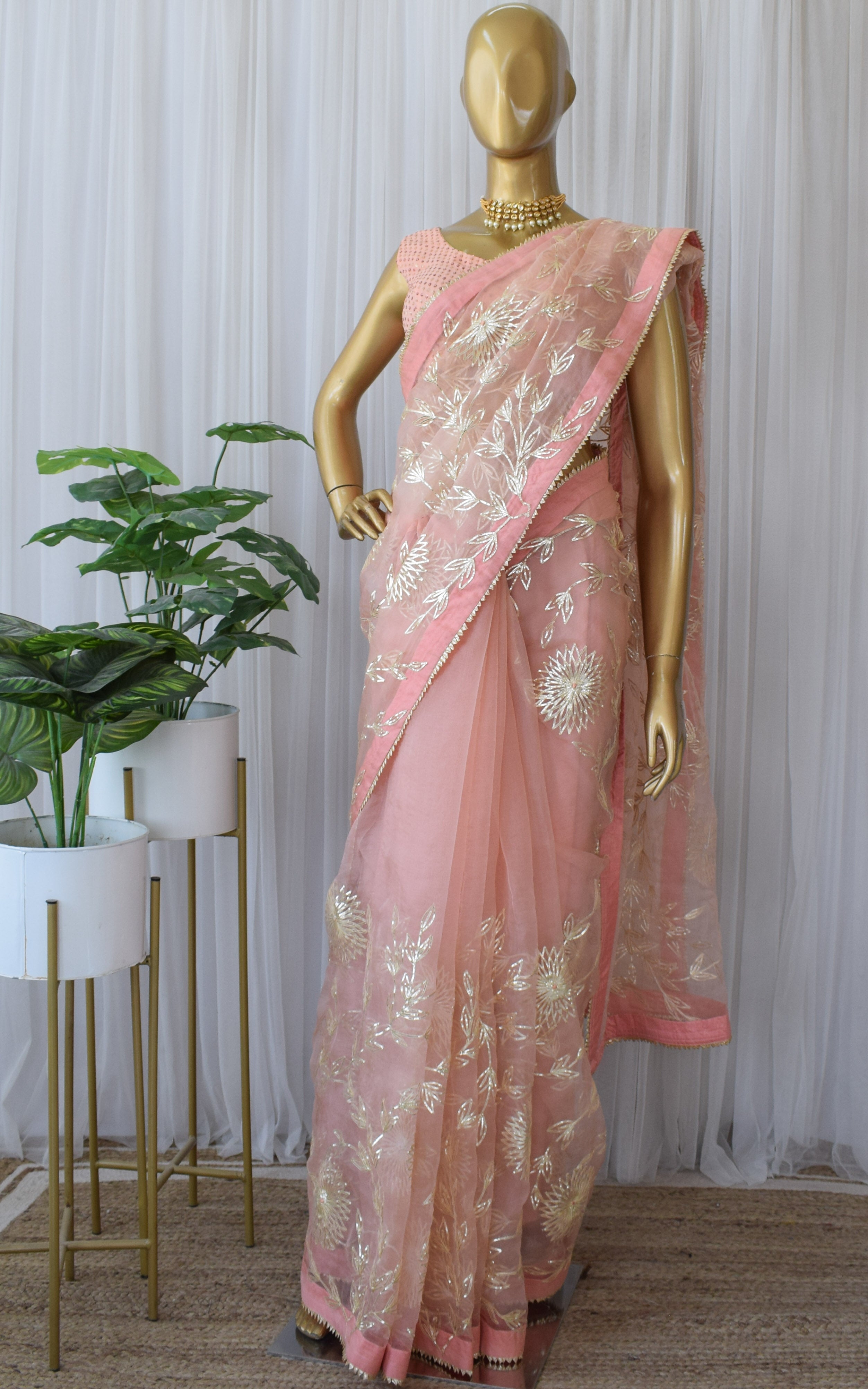 Piquant Peach Organza Saree