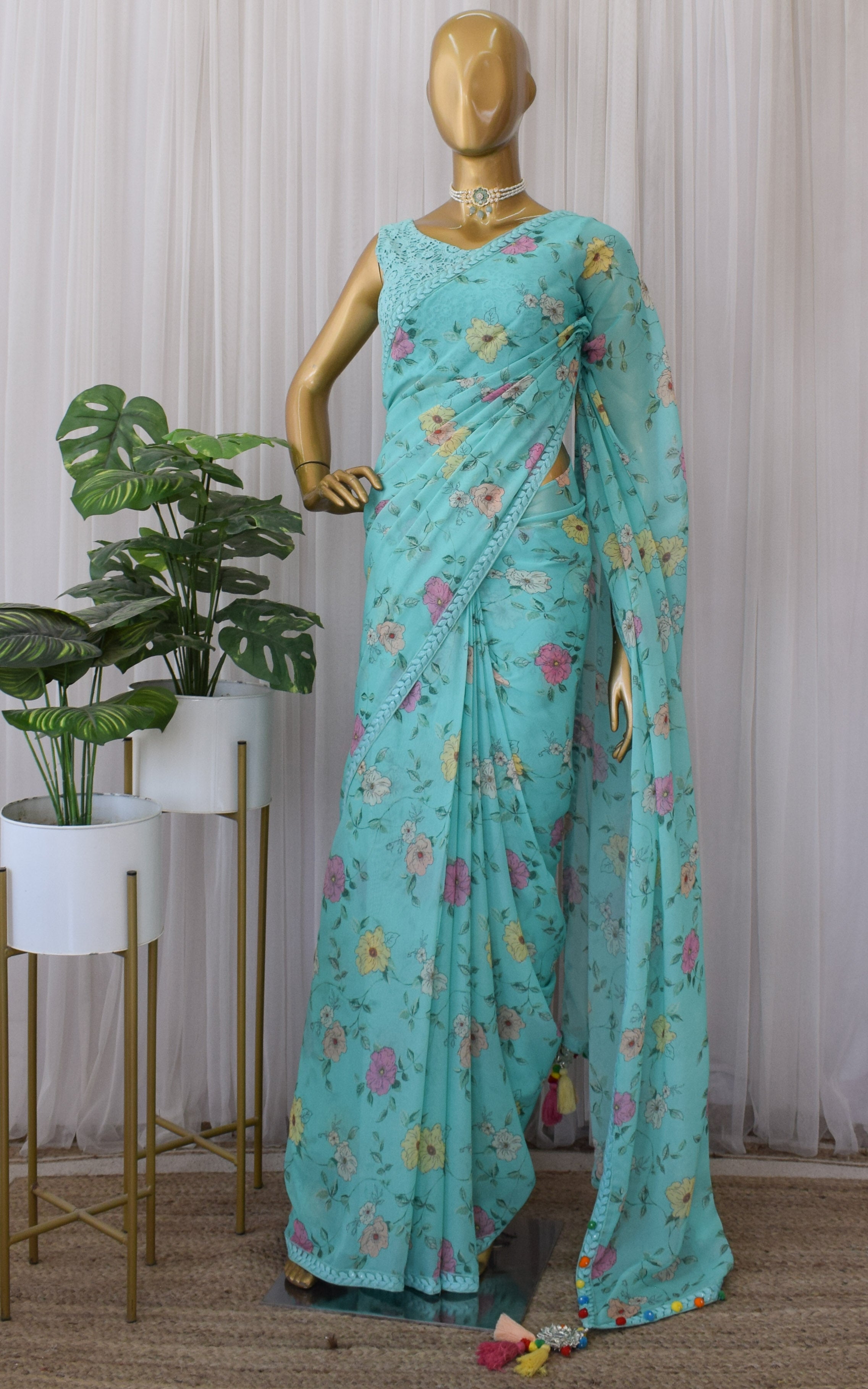 Buy Samah Printed, Paisley, Digital Print, Floral Print Bollywood Georgette  Green Sarees Online @ Best Price In India | Flipkart.com