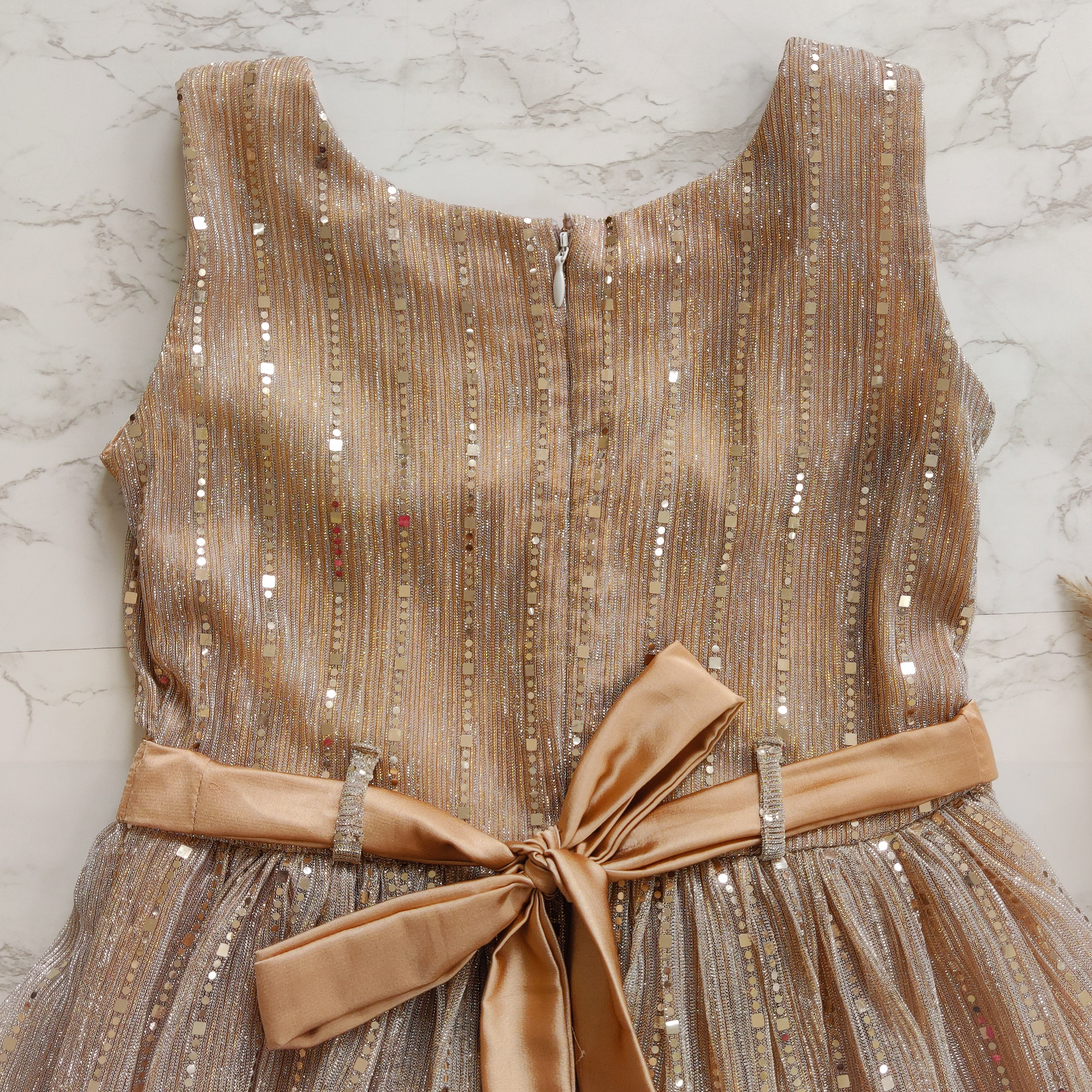 Old Rose Shimmer Fabric Kids Dress