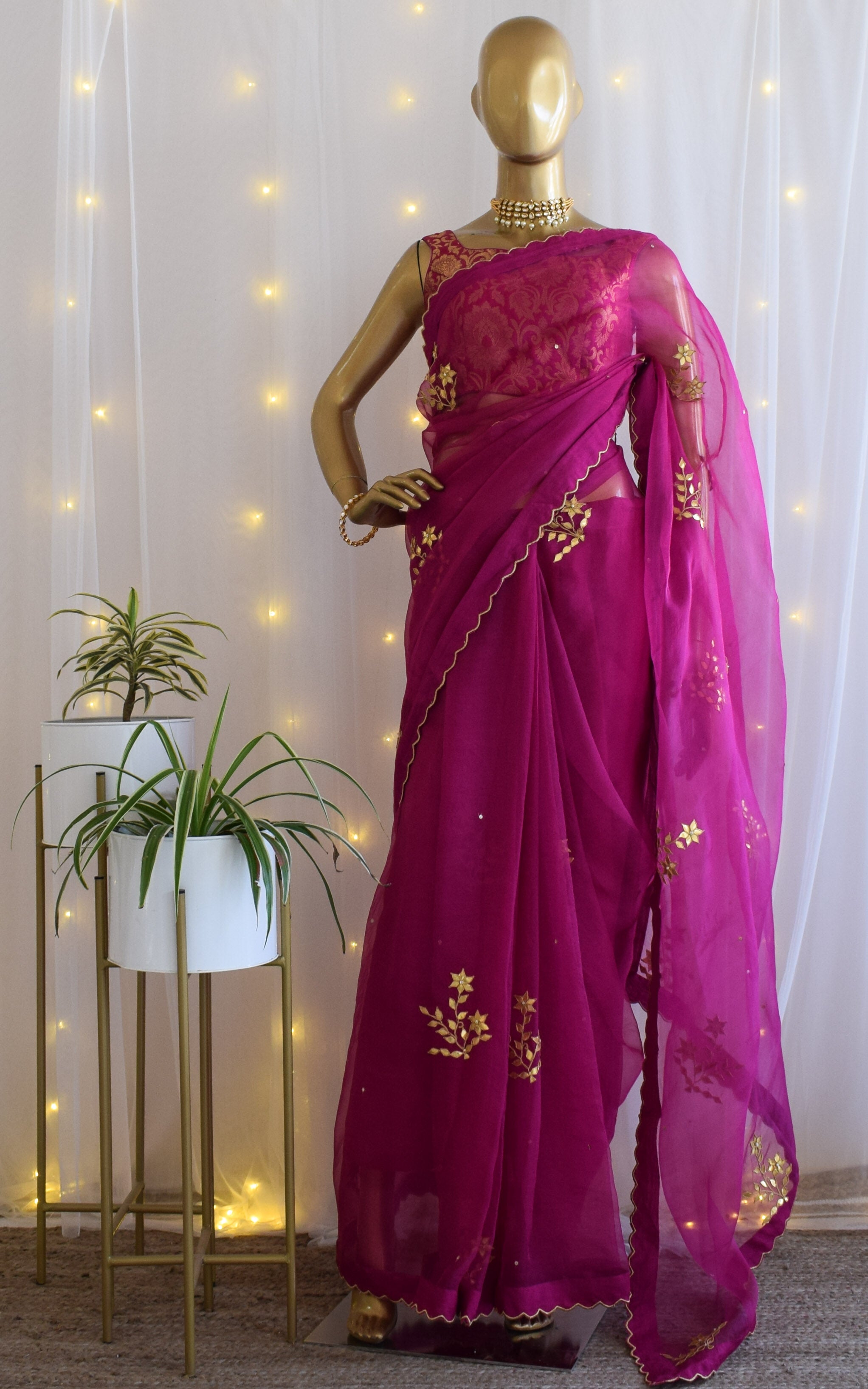 Radiate Elegance with Pink Gota Patti Border Georgette Saree - Shop Now! –  Zaribari