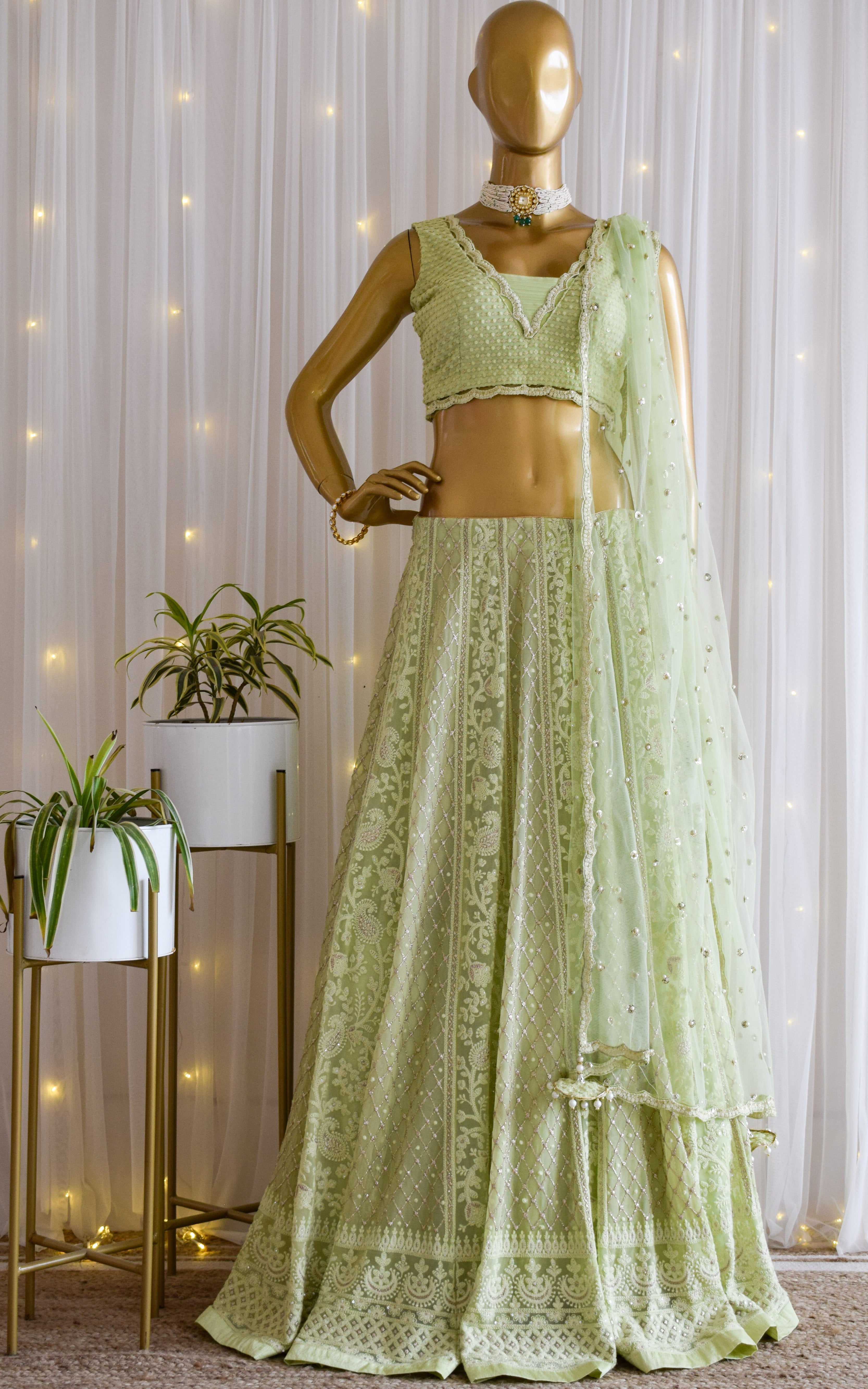 Shruti Sharma Lilac Mirror-work Lehenga