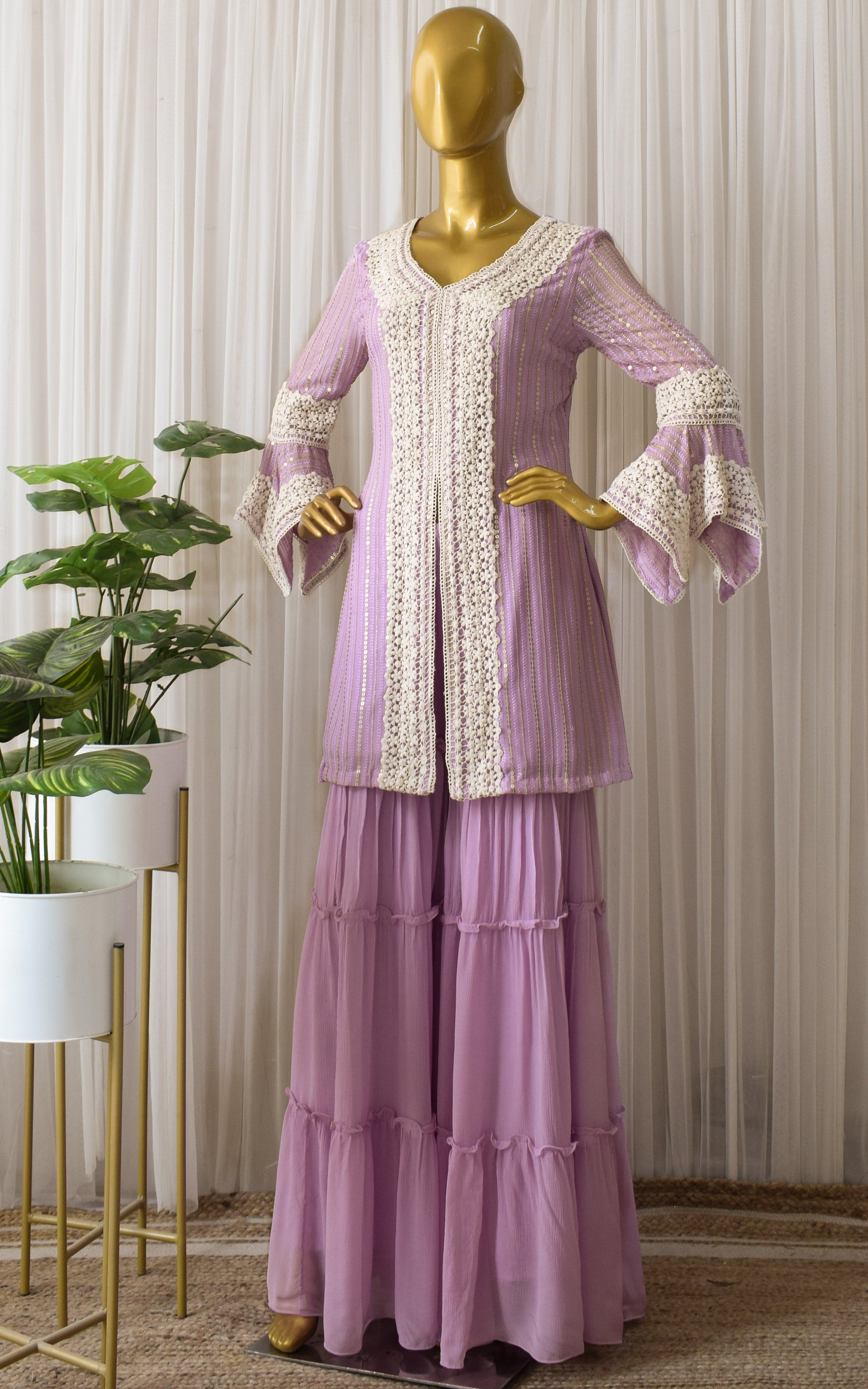 Lilac Sequin Tunic & Sharara Set