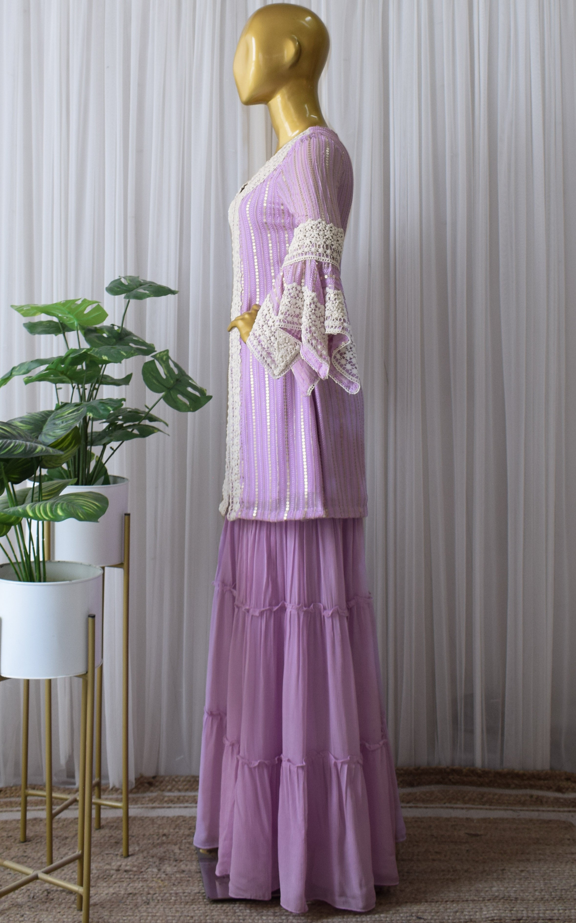 Lilac Sequin Tunic & Sharara Set