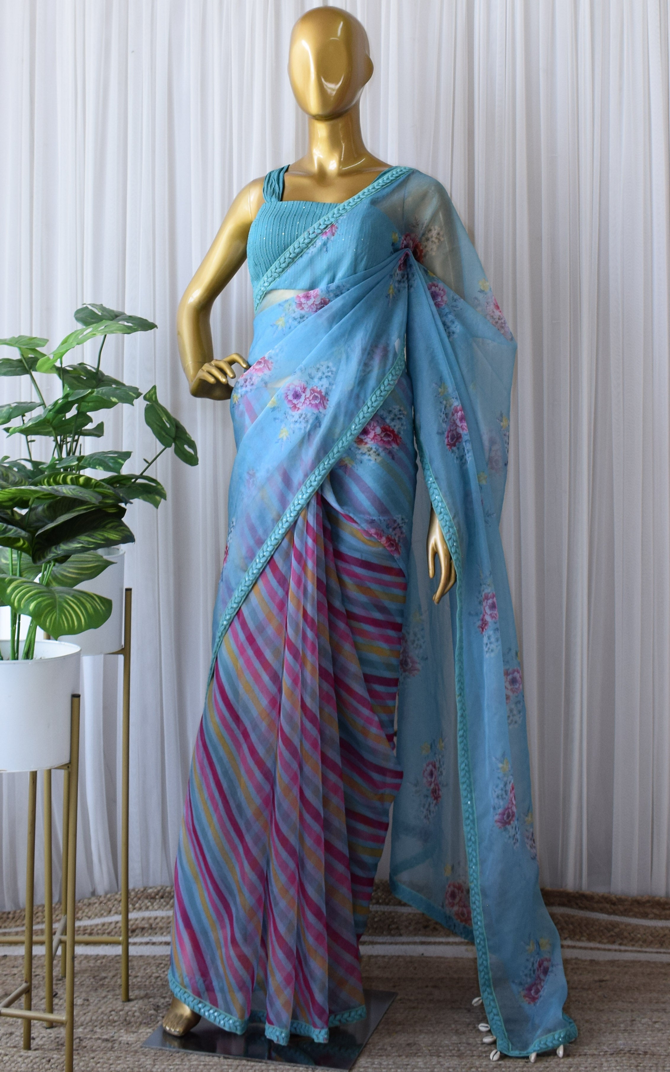 Buy Bandhani Saree With Gota Patti,designer Turquoise Color Hand Crafted  Traditional Jaipuri Bandhej Chunari Saree, Rajasthani Saree Online in India  - Etsy