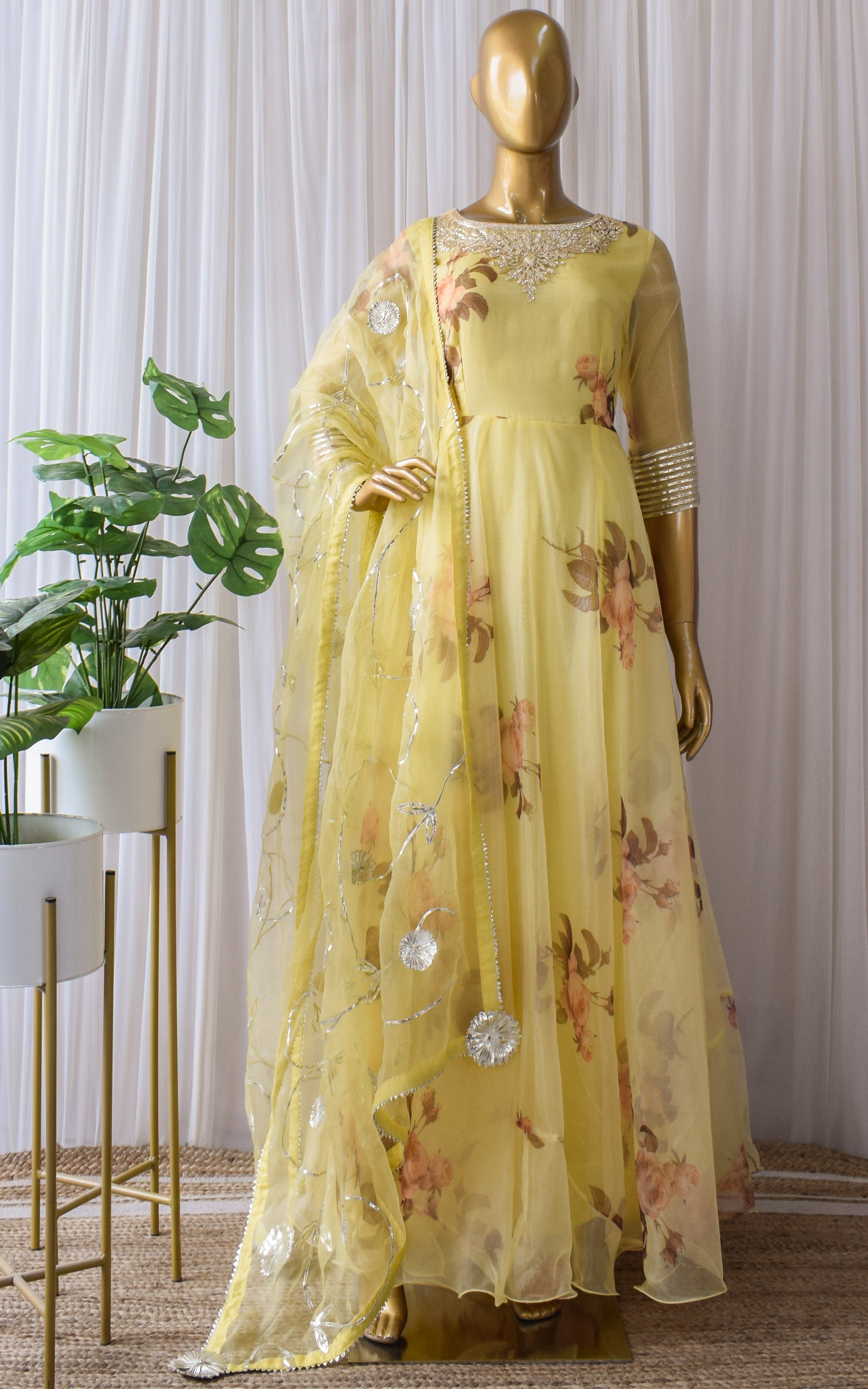 Digitally Printed Pure Soft Organza Anarkali Suit With Huge Flair Come
