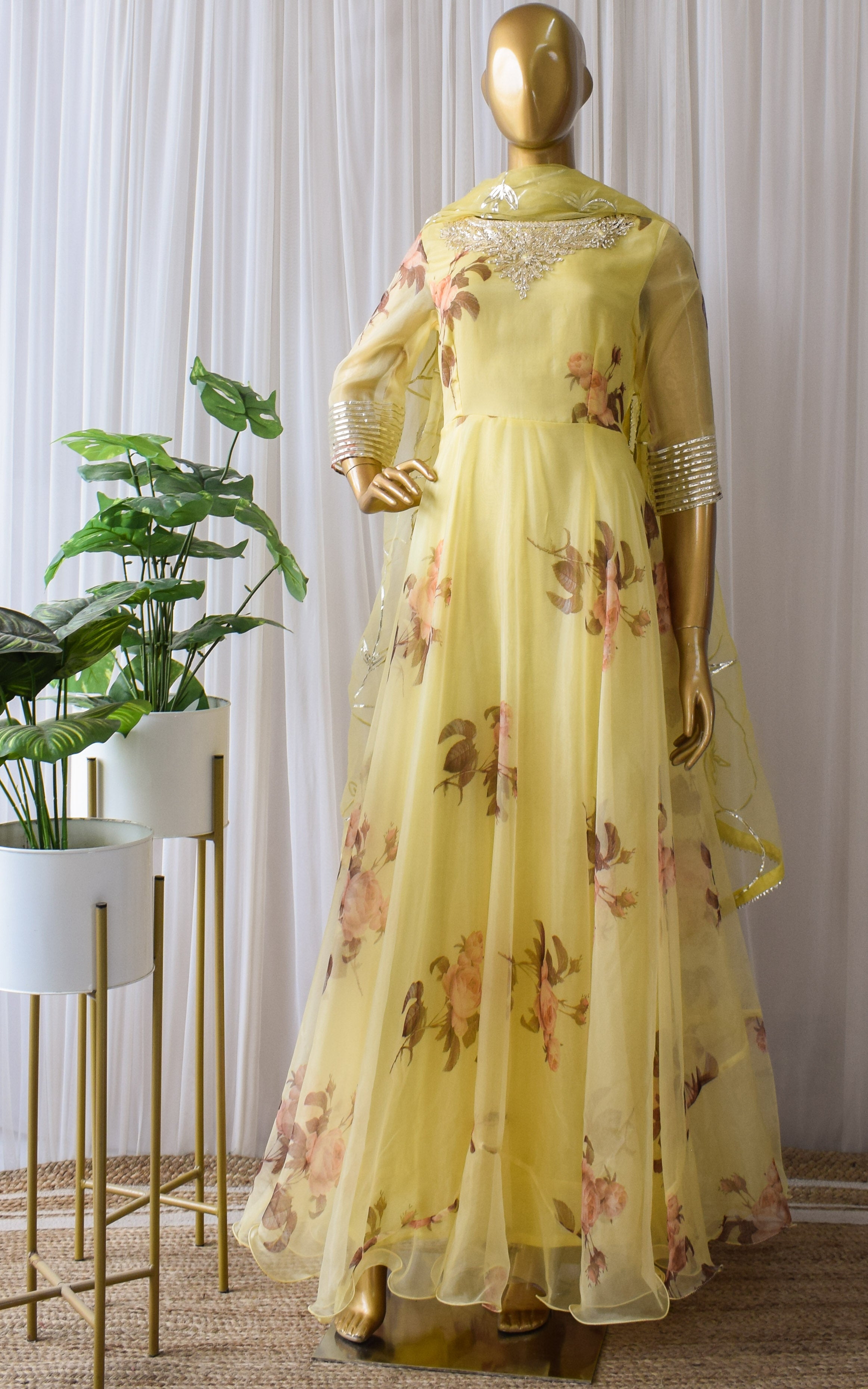 Light yellow anarkali on sale dress