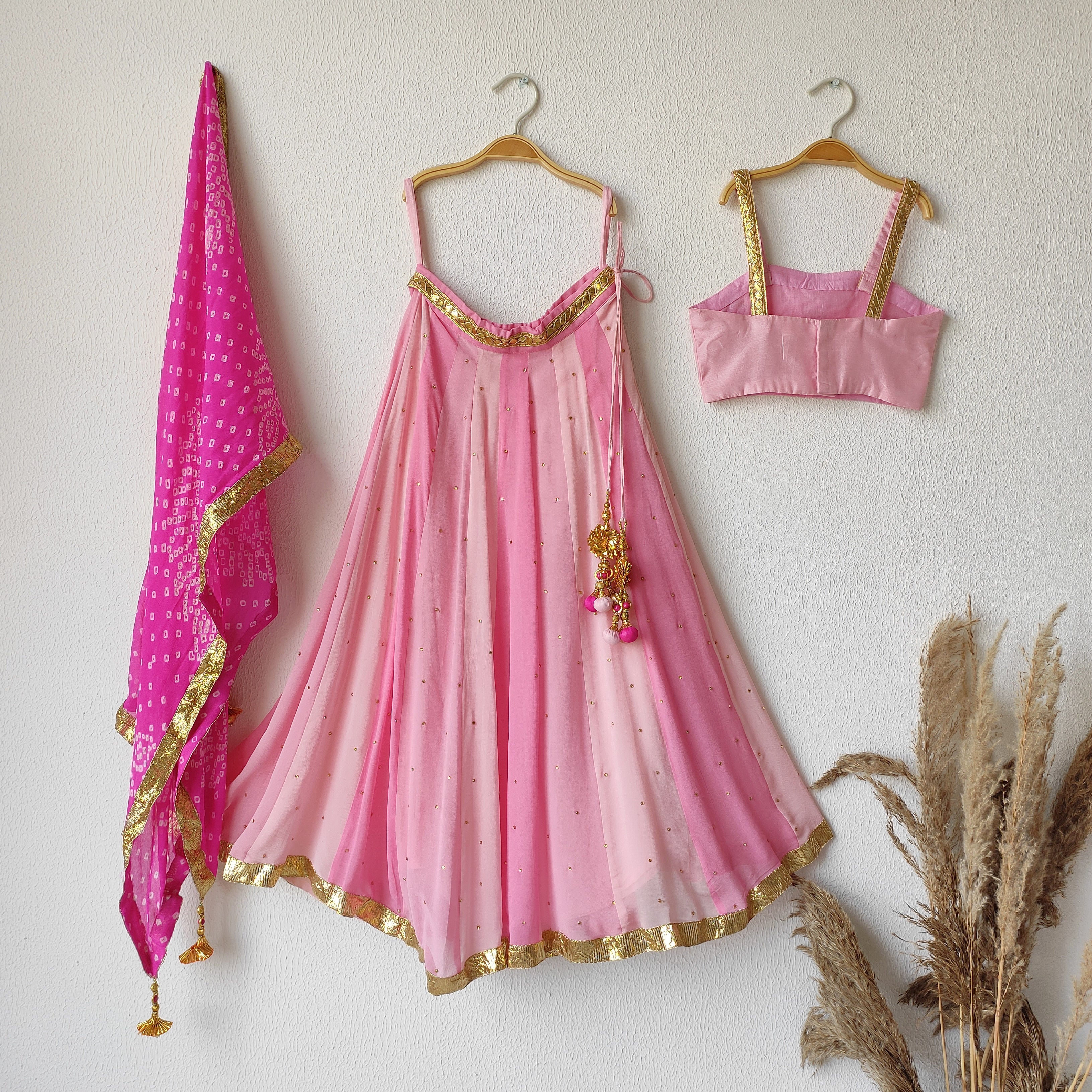 Traditional Jaipuri Heavy Gotta Patti Work Bandhej Full Stich Silk Leh –  Priyaz Gallery